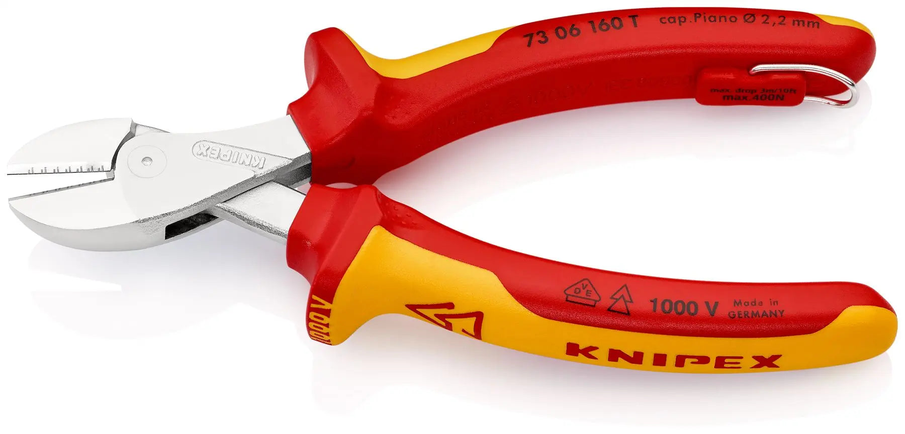 Knipex X-Cut Diagonal Side Cutting Pliers 160mm Tether Point VDE Tested 1000V Chrome Plated 73 06 160 T
