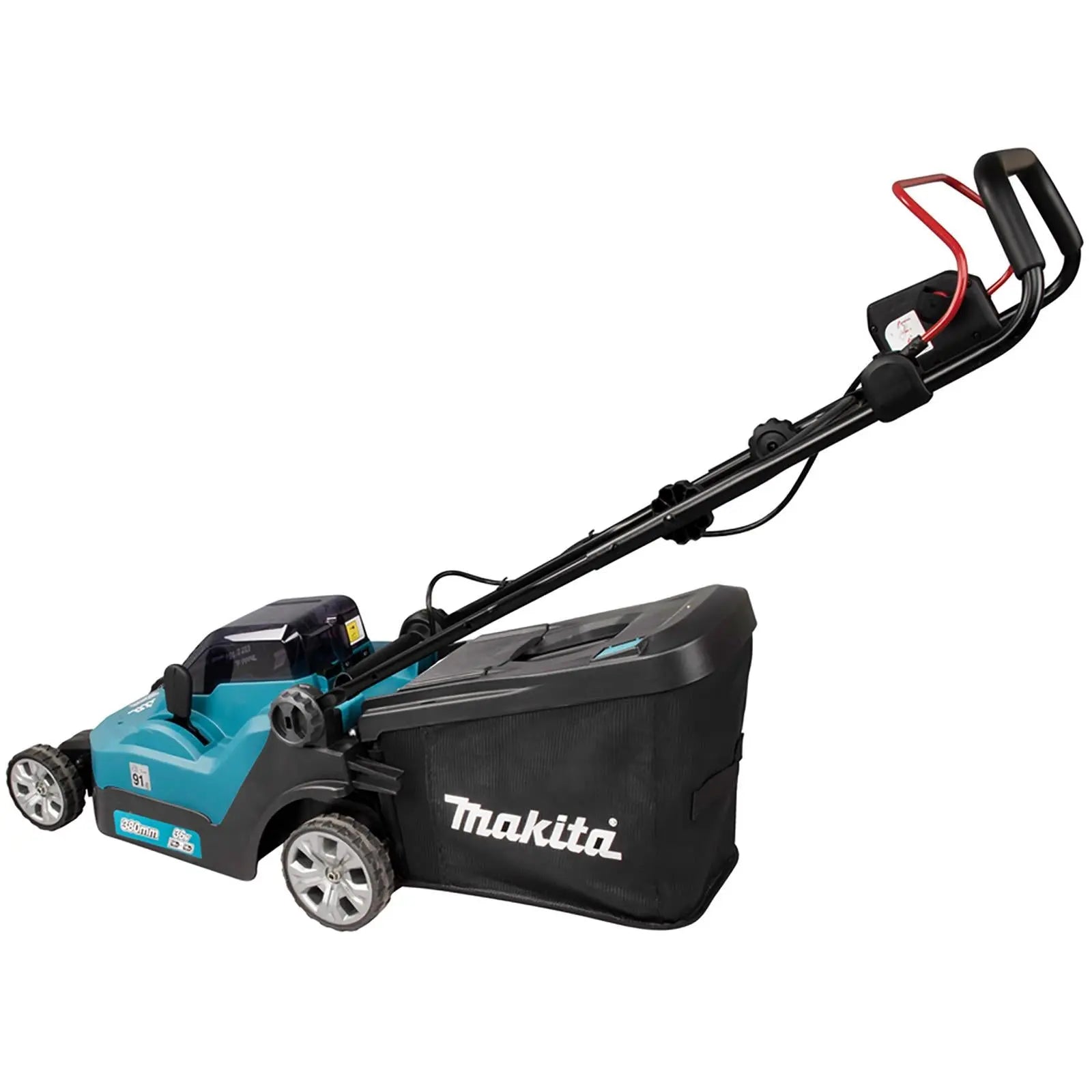 Makita 38cm Lawn Mower Kit Twin 18V LXT Li-ion Cordless Garden Grass Outdoor 2 x 6Ah Battery and Dual Rapid Charger DLM382PG2  White Rose Tools