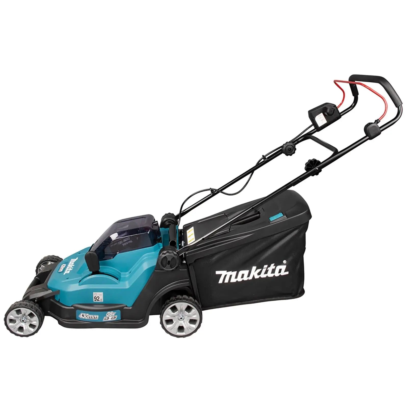 Makita 43cm Lawn Mower Kit Twin 18V LXT Li-ion Cordless Garden Grass Outdoor 2 x 6Ah Battery and Dual Rapid Charger DLM432PG2  White Rose Tools
