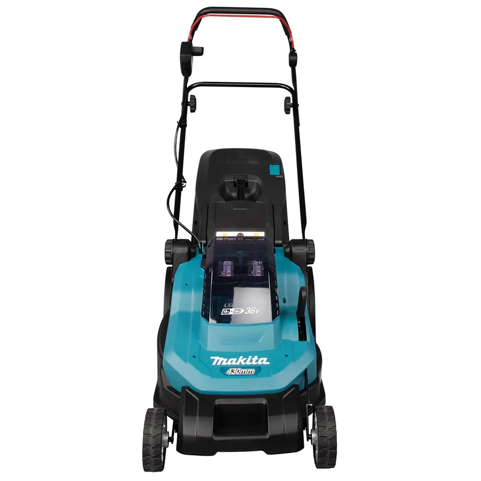 Makita 43cm Lawn Mower Kit Twin 18V LXT Li-ion Cordless Garden Grass Outdoor 2 x 6Ah Battery and Dual Rapid Charger DLM432PG2  White Rose Tools