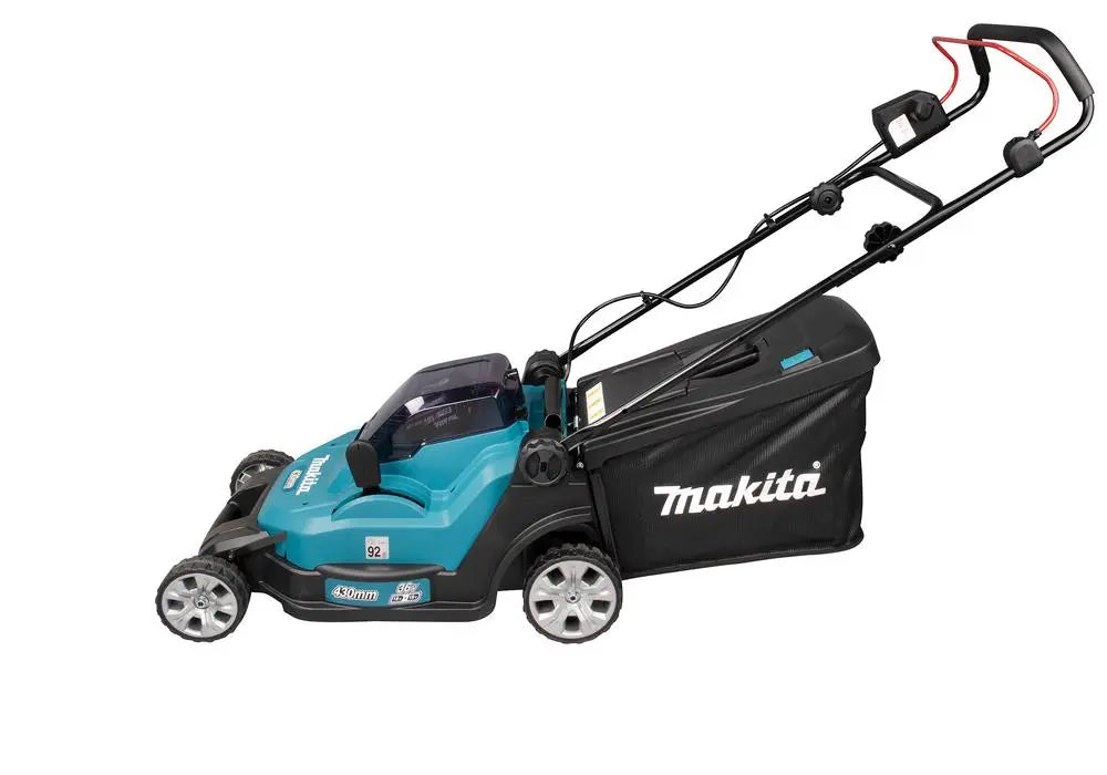 Makita 43cm Lawn Mower Twin 18V LXT Li-ion Cordless Garden Grass Outdoor Bare Unit Body Only DLM432Z  White Rose Tools