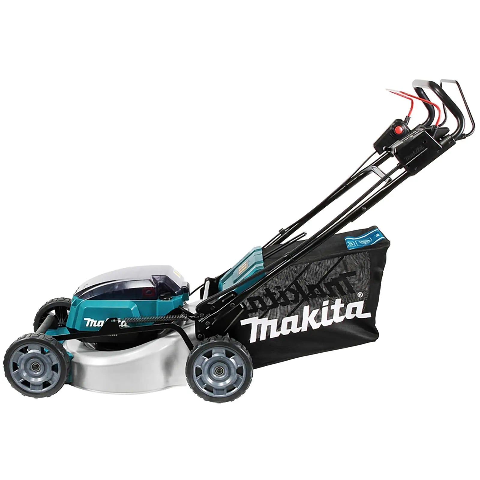 Makita 46cm Lawn Mower Kit Twin 18V LXT Li-ion Cordless Garden Grass Outdoor 2 x 6Ah Battery and Dual Rapid Charger DLM462PG2  White Rose Tools