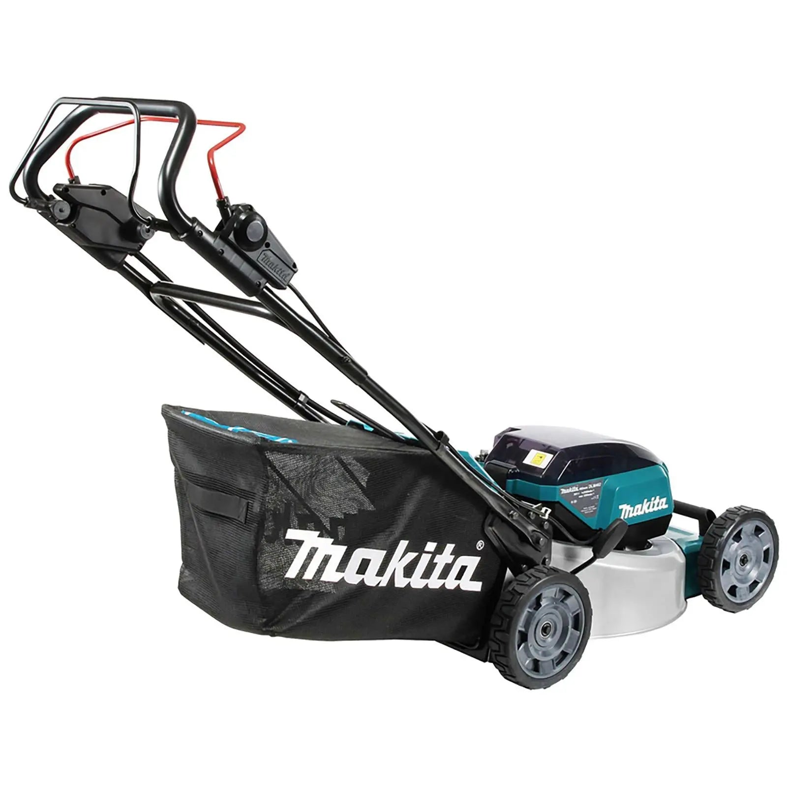 Makita 46cm Lawn Mower Kit Twin 18V LXT Li-ion Cordless Garden Grass Outdoor 4 x 5Ah Battery and Dual Rapid Charger DLM462PT4  White Rose Tools