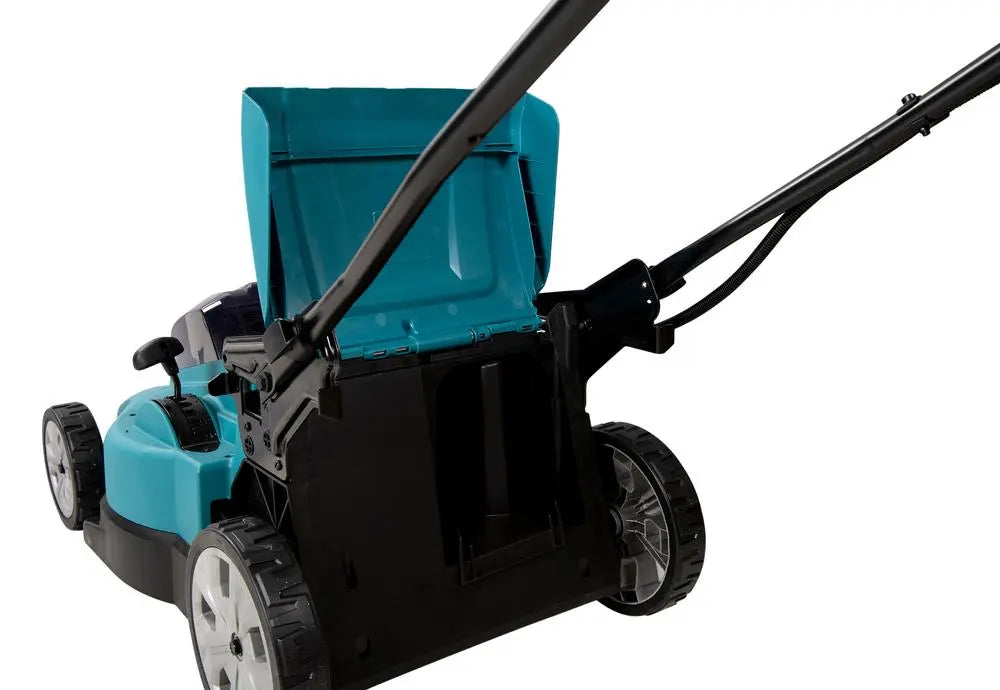 Makita 48cm Lawn Mower Kit Twin 18V LXT Li-ion Cordless Garden Grass Outdoor 2 x 5Ah Battery and Dual Charger DLM480CT2  White Rose Tools