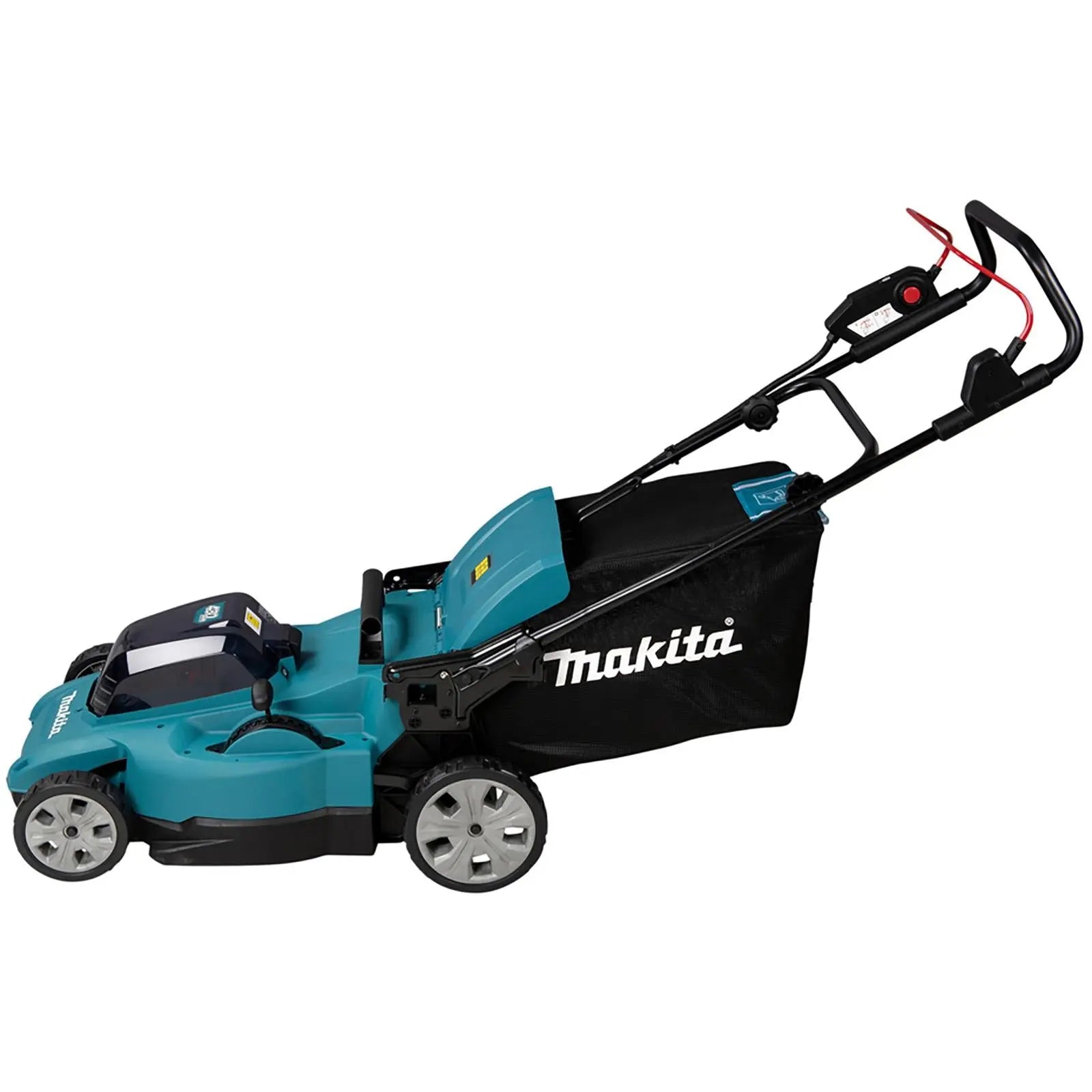 Makita 48cm Lawn Mower Kit Twin 18V LXT Li-ion Cordless Garden Grass Outdoor 2 x 5Ah Battery and Dual Charger DLM480CT2  White Rose Tools