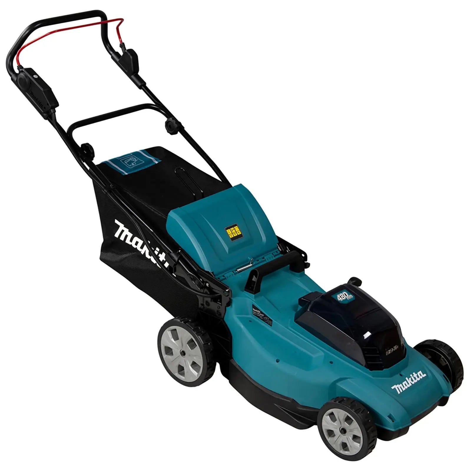 Makita 48cm Lawn Mower Kit Twin 18V LXT Li-ion Cordless Garden Grass Outdoor 2 x 5Ah Battery and Dual Charger DLM480CT2  White Rose Tools