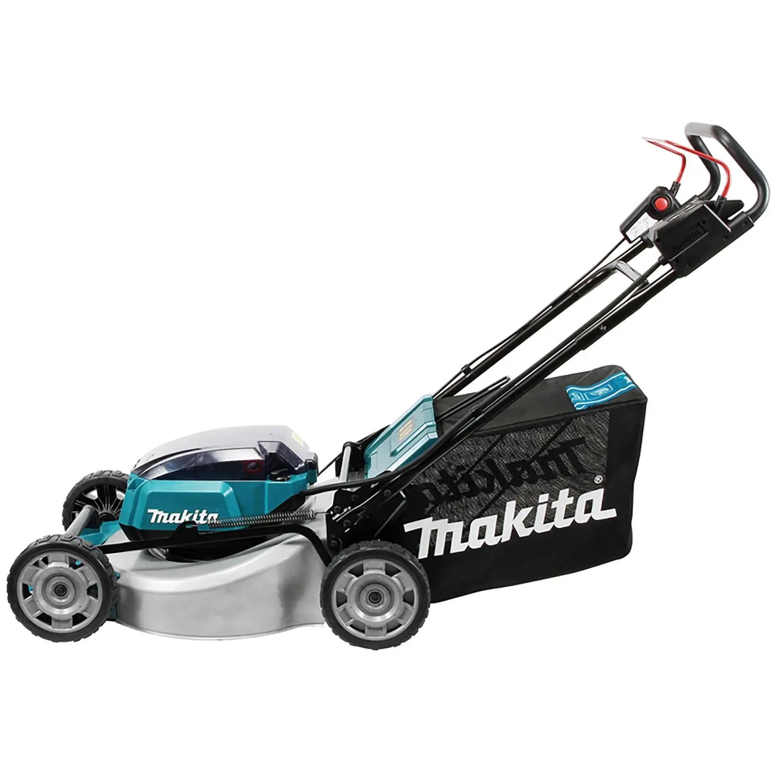 Makita 53cm Lawn Mower Kit Twin 18V LXT Li-ion Cordless Garden Grass Outdoor 2 x 6Ah Battery and Dual Rapid Charger DLM530PG2 White Rose Tools