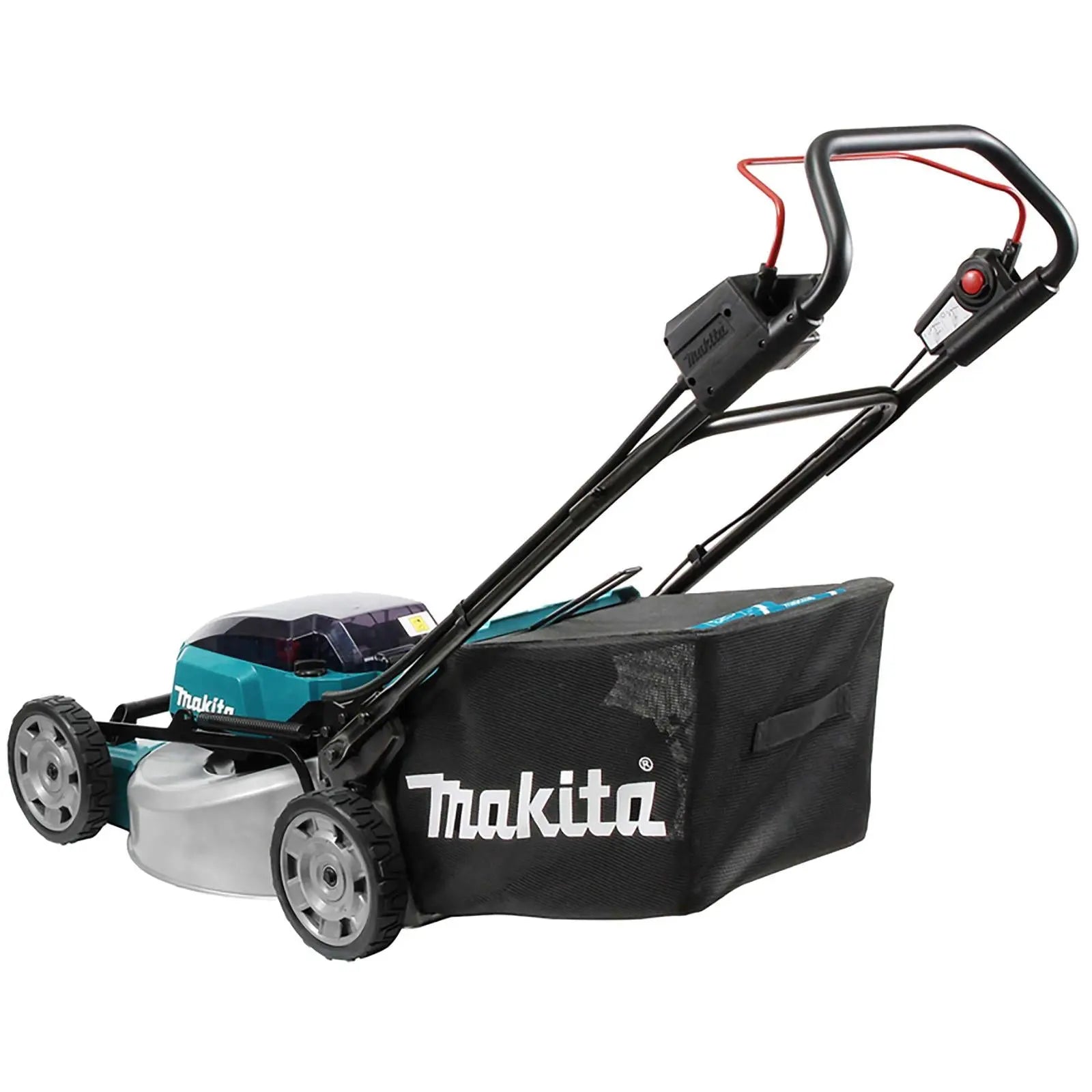 Makita 53cm Lawn Mower Kit Twin 18V LXT Li-ion Cordless Garden Grass Outdoor 2 x 6Ah Battery and Dual Rapid Charger DLM530PG2 White Rose Tools