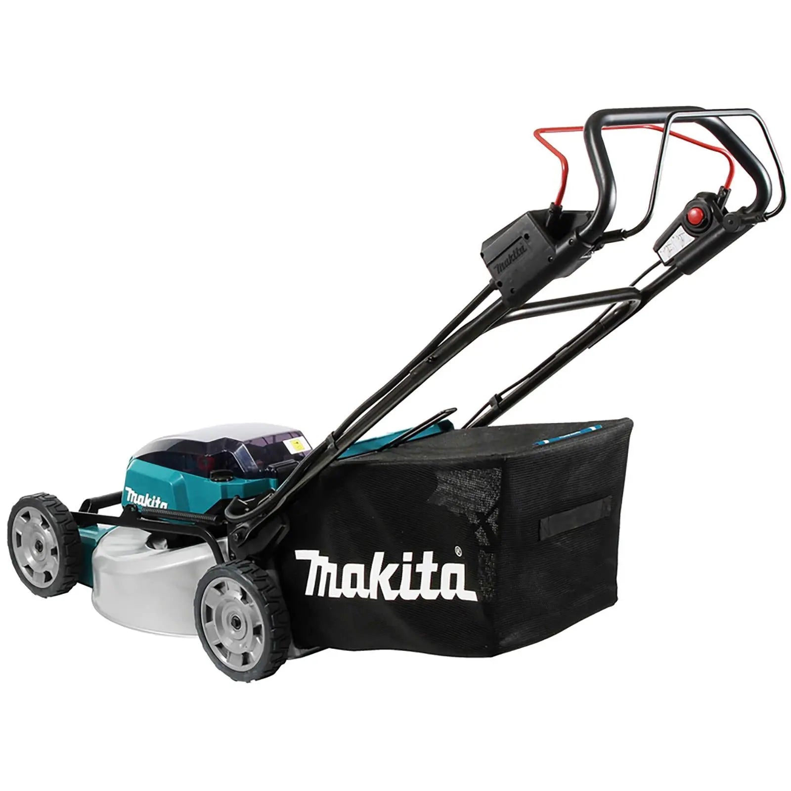 Makita 53cm Lawn Mower Kit Twin 18V LXT Li-ion Cordless Garden Grass Outdoor 2 x 6Ah Battery and Dual Rapid Charger DLM532PG2  White Rose Tools