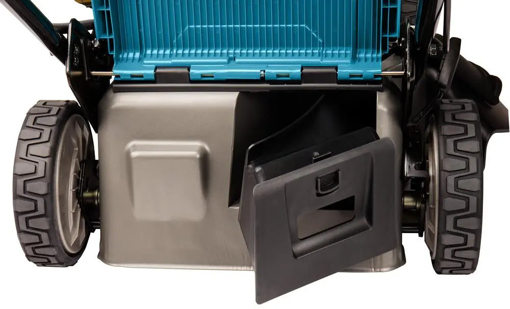 Makita 53cm Lawn Mower Kit Twin 18V LXT Li-ion Cordless Garden Grass Outdoor 4 x 5Ah Battery and Dual Rapid Charger DLM530PT4  White Rose Tools