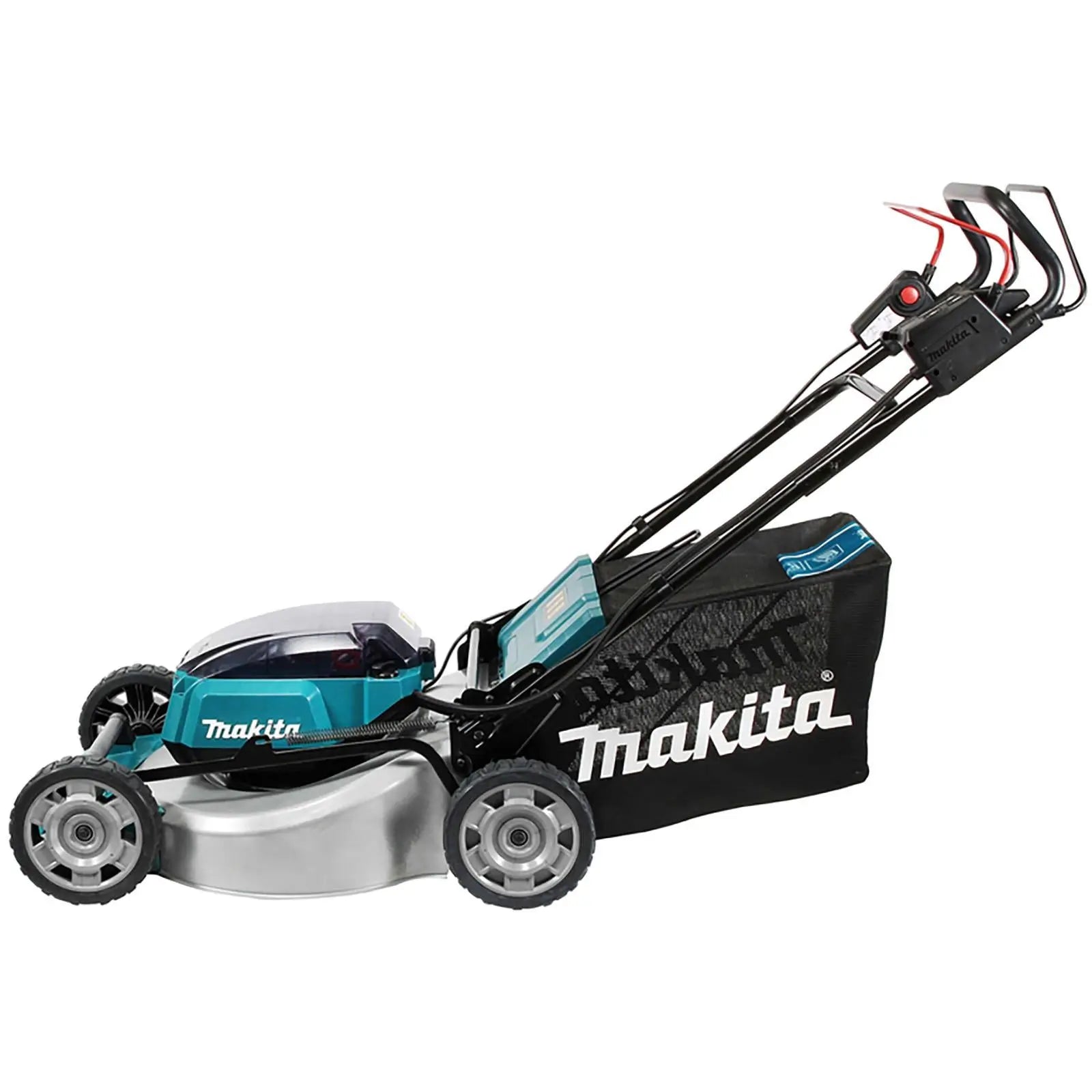 Makita 53cm Lawn Mower Kit Twin 18V LXT Li-ion Cordless Garden Grass Outdoor 4 x 5Ah Battery and Dual Rapid Charger DLM532PT4  White Rose Tools