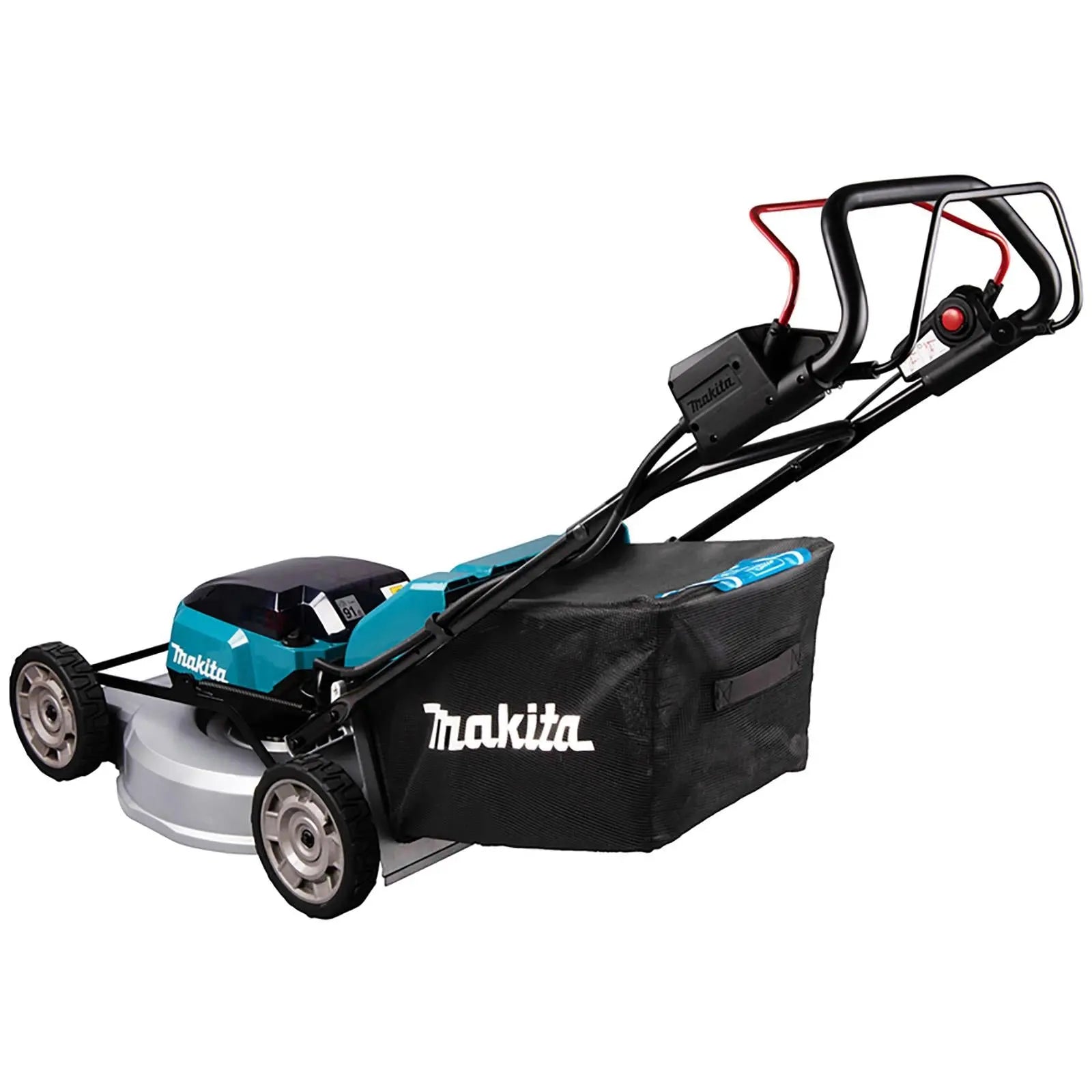 Makita 53cm Lawn Mower Kit Twin 18V LXT Li-ion Cordless Garden Grass Outdoor 4 x 5Ah Battery and Dual Rapid Charger DLM533PT4  White Rose Tools