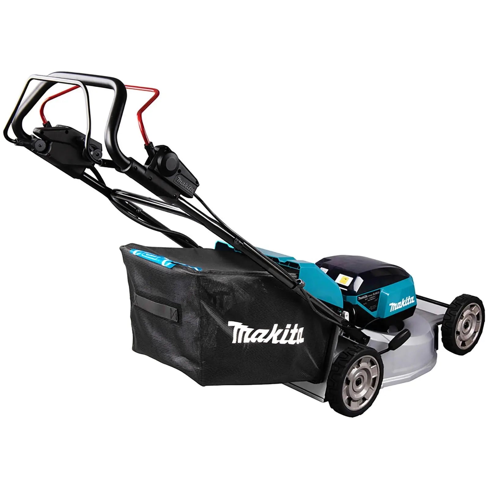 Makita 53cm Lawn Mower Kit Twin 18V LXT Li-ion Cordless Garden Grass Outdoor 4 x 5Ah Battery and Dual Rapid Charger DLM533PT4  White Rose Tools