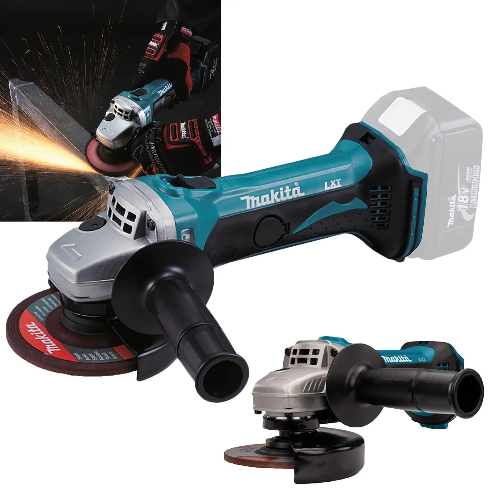 Makita Angle Grinder 115mm 18V Li-ion Slim Body Design Cordless DGA452Z Body Only White Rose Tools