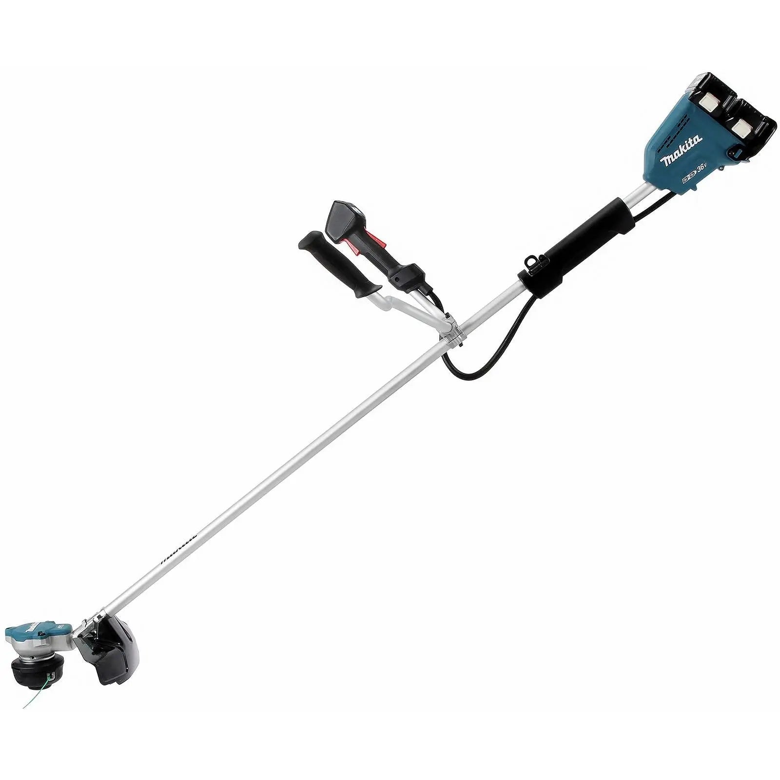 Makita Brush Cutter Kit 2 x 18V LXT Brushless Cordless Garden Lawn Strimming 2 x 5Ah Battery and Dual Rapid Charger DUR368APT2  White Rose Tools