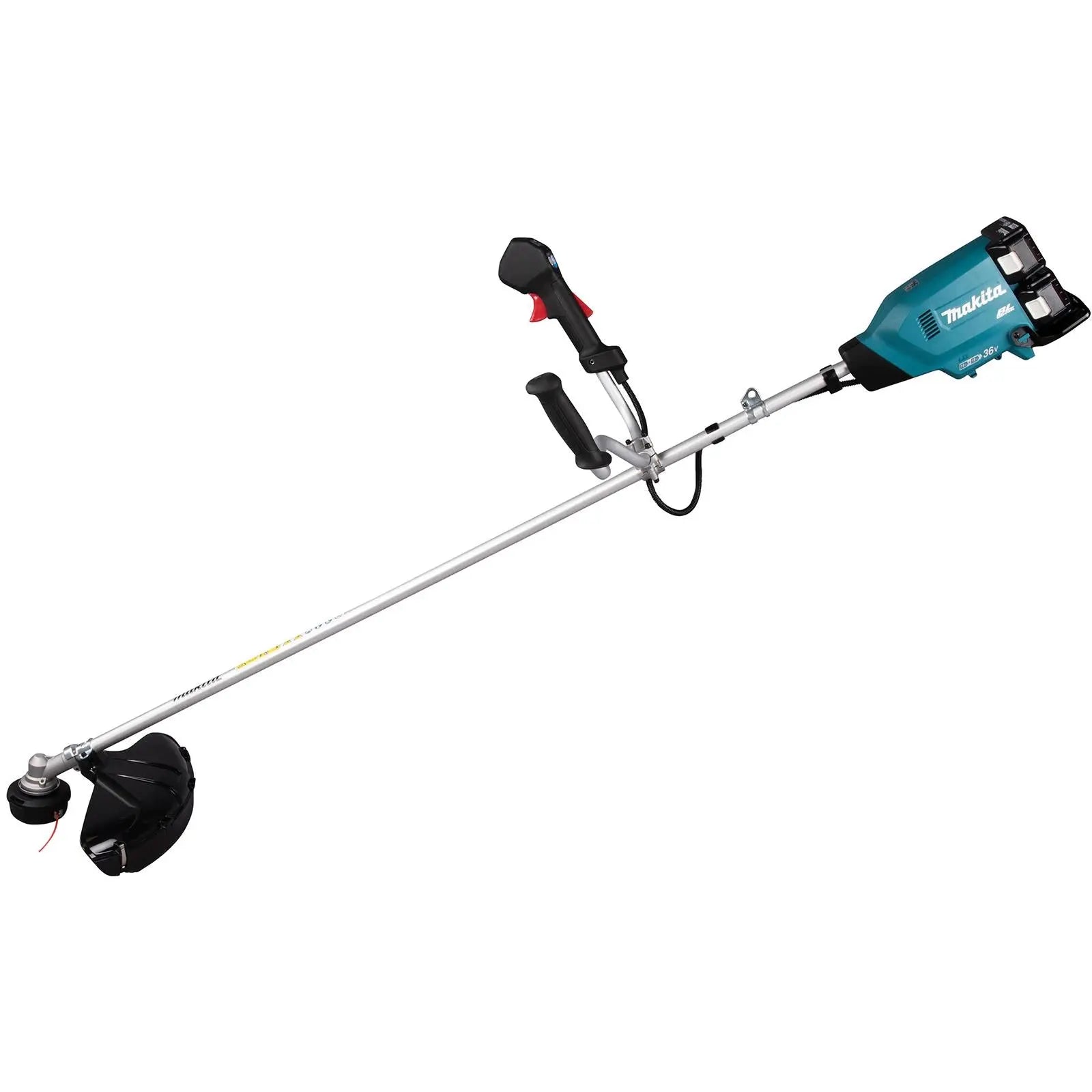 Makita Brush Cutter Kit 2 x 18V LXT Brushless Cordless Garden Lawn Strimming 2 x 5Ah Battery and Dual Rapid Charger DUR369APT2  White Rose Tools
