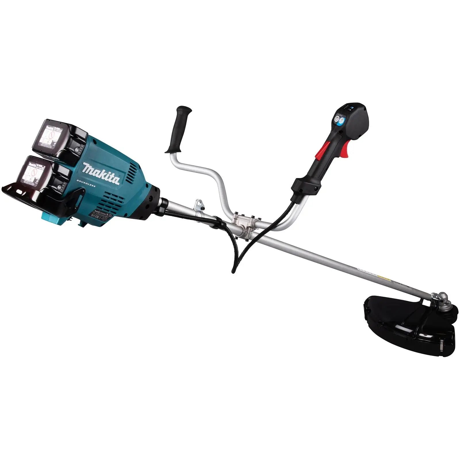 Makita Brush Cutter Kit 2 x 18V LXT Brushless Cordless Garden Lawn Strimming 2 x 5Ah Battery and Dual Rapid Charger DUR369APT2  White Rose Tools