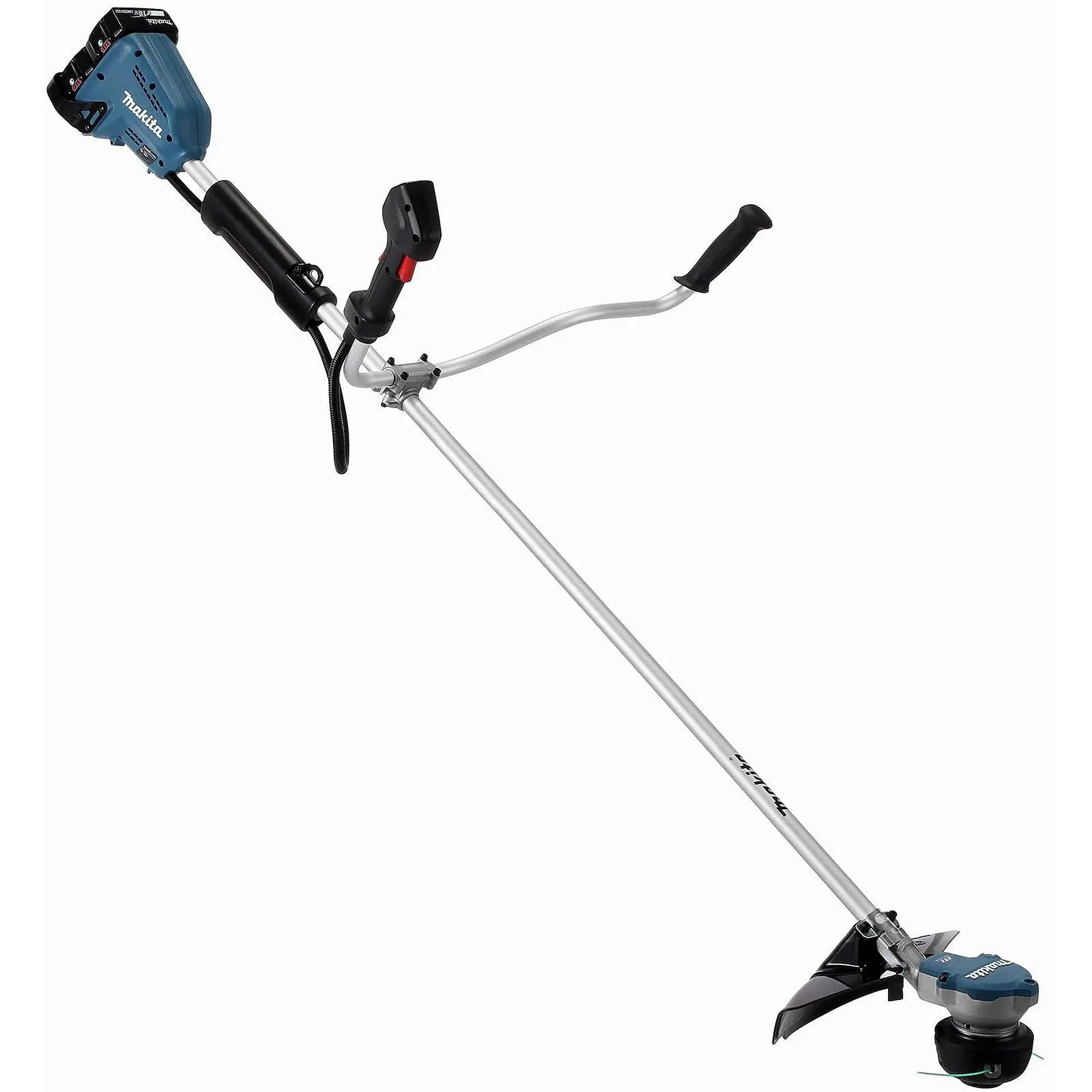 Makita Brush Cutter Kit 2 x 18V LXT Brushless Cordless Garden Lawn Strimming 2 x 6Ah Battery and Dual Rapid Charger DUR368APG2  White Rose Tools
