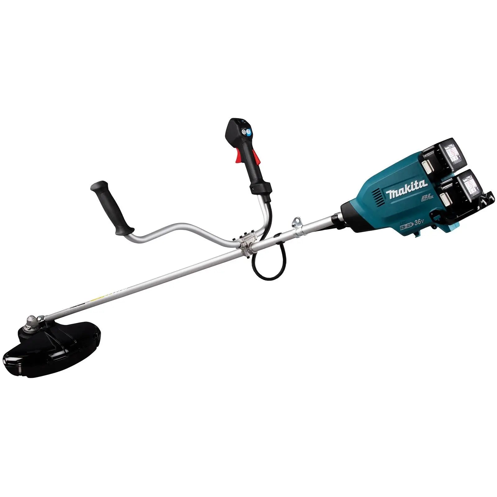 Makita Brush Cutter Kit 2 x 18V LXT Brushless Cordless Garden Lawn Strimming 2 x 6Ah Battery and Dual Rapid Charger DUR369APG2  White Rose Tools