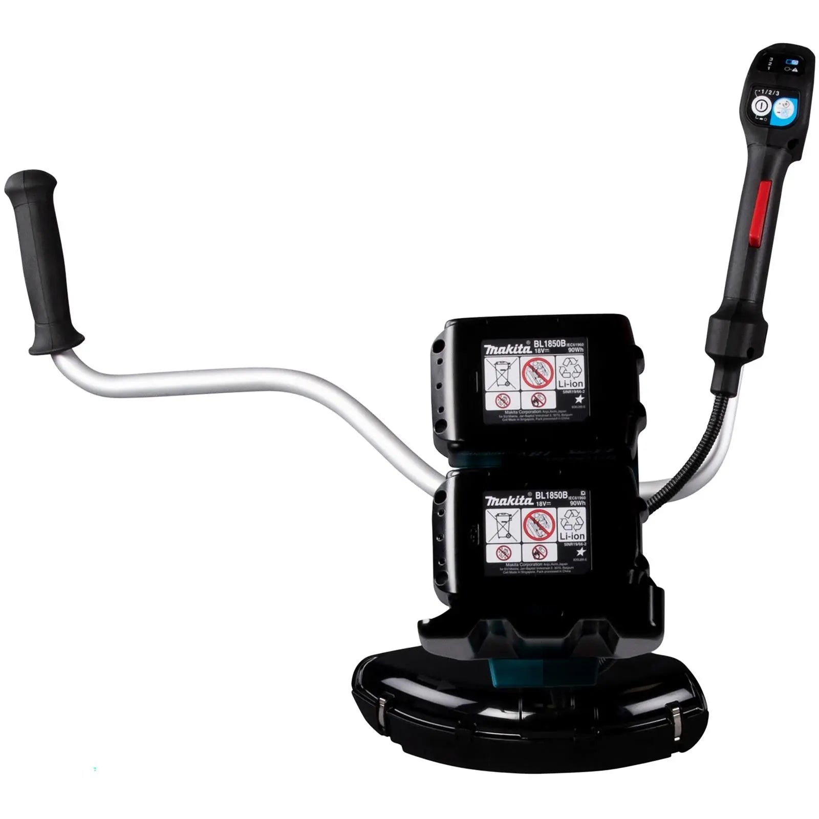 Makita Brush Cutter Kit 2 x 18V LXT Brushless Cordless Garden Lawn Strimming 2 x 6Ah Battery and Dual Rapid Charger DUR369APG2  White Rose Tools