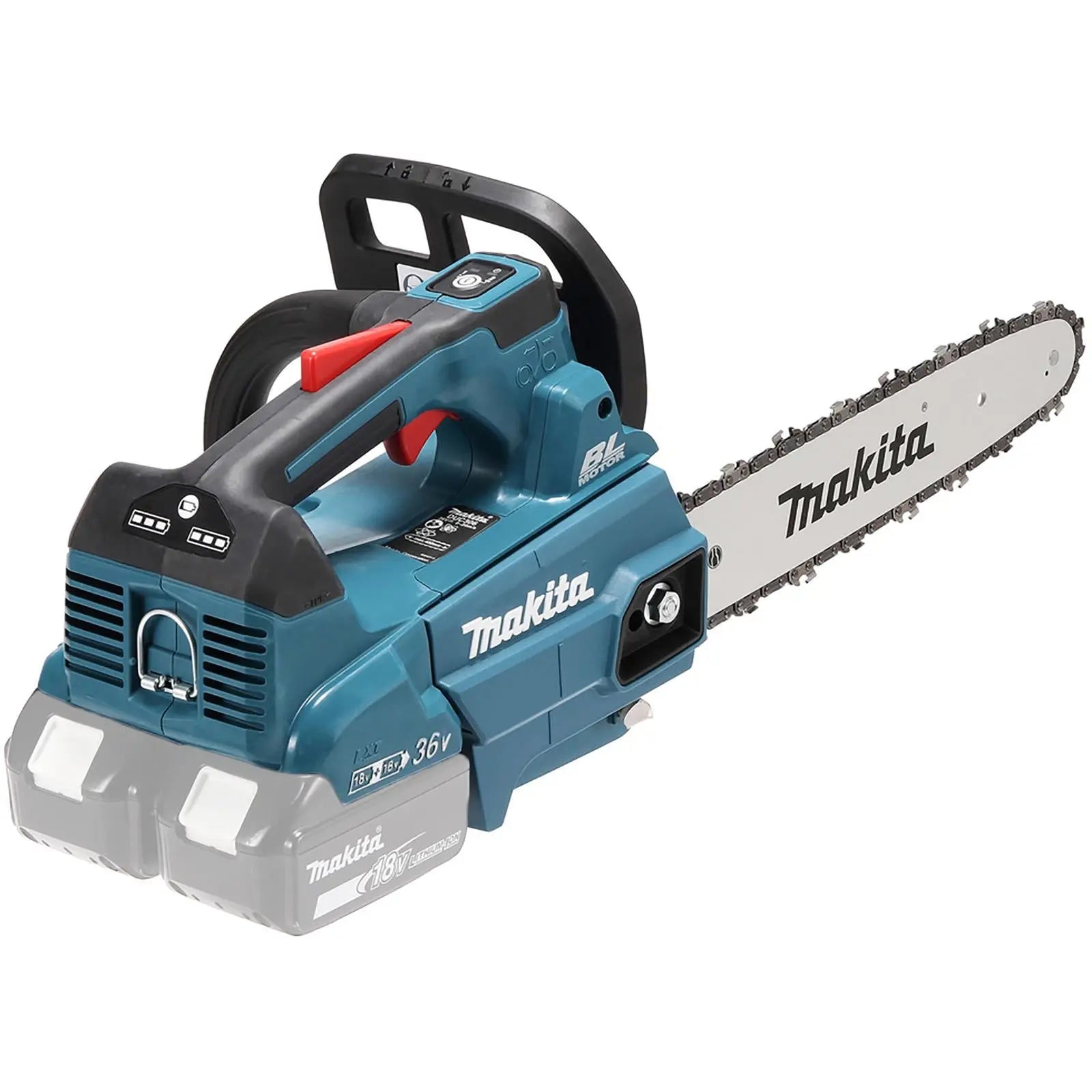 Makita Chainsaw 30cm 12" 18V x 2 LXT Brushless Cordless Top Handle Garden Tree Cutting Pruning Bare Unit Body Only DUC306PT2  White Rose Tools