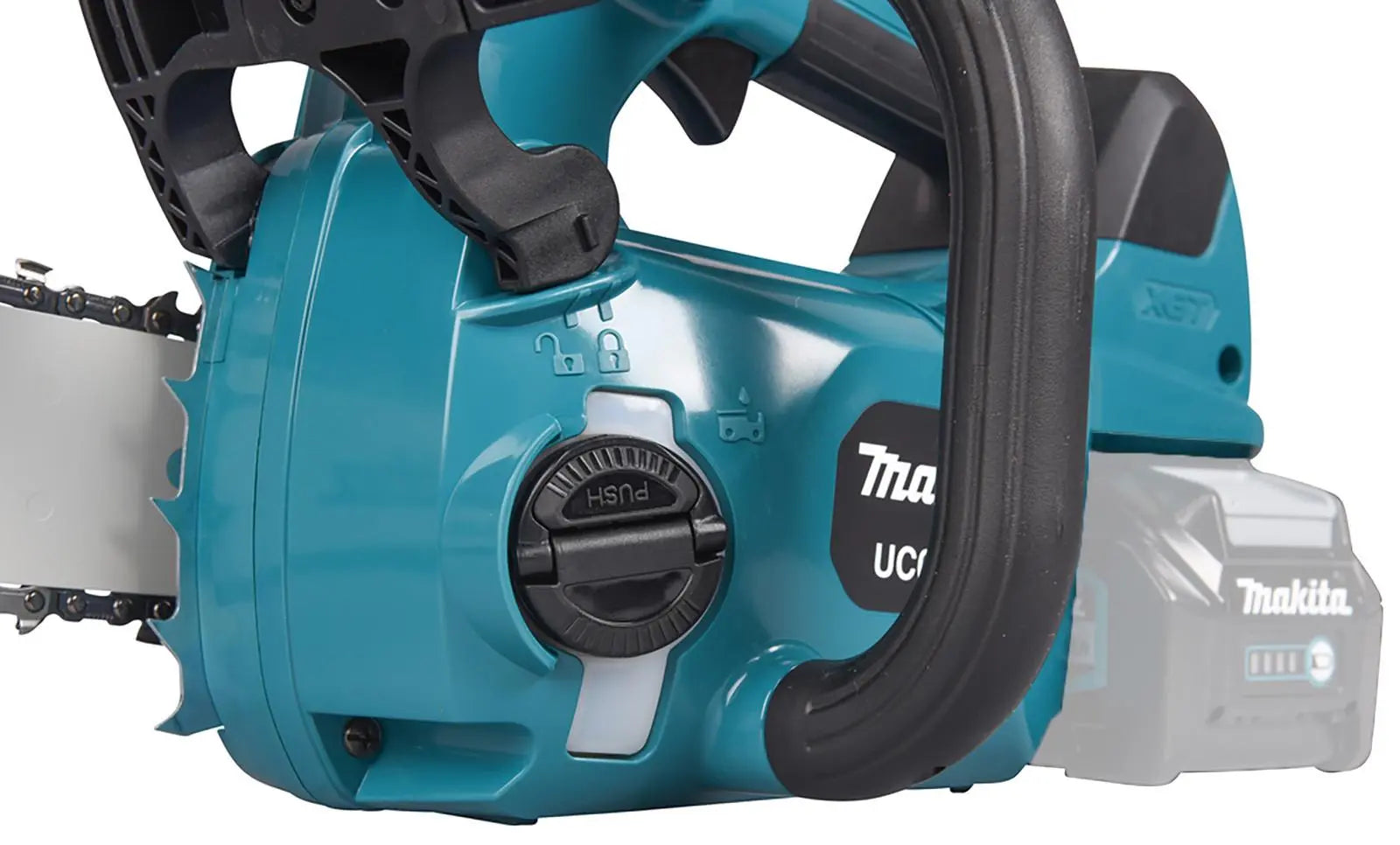 Makita Chainsaw 30cm 12" 40V XGT Brushless Cordless Top Handle Garden Tree Cutting Pruning Bare Unit Body Only UC003GZ White Rose Tools