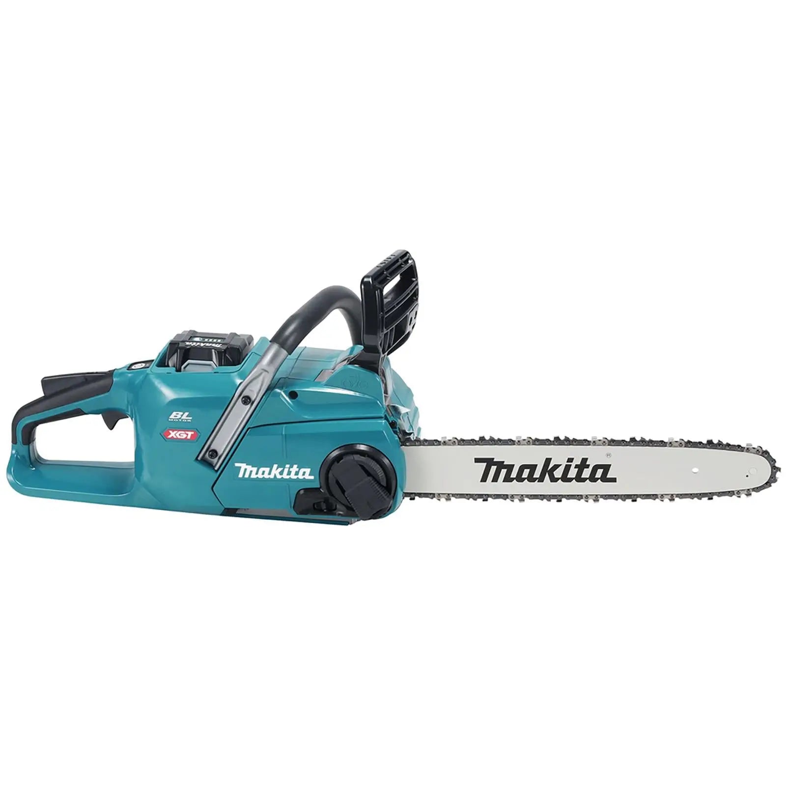 Makita Chainsaw Kit 40cm Heavy Duty 16" 40V XGT Brushless Cordless 2 x 5Ah Battery and Rapid Charger Garden Tree Cutting Pruning UC016GT201  White Rose Tools