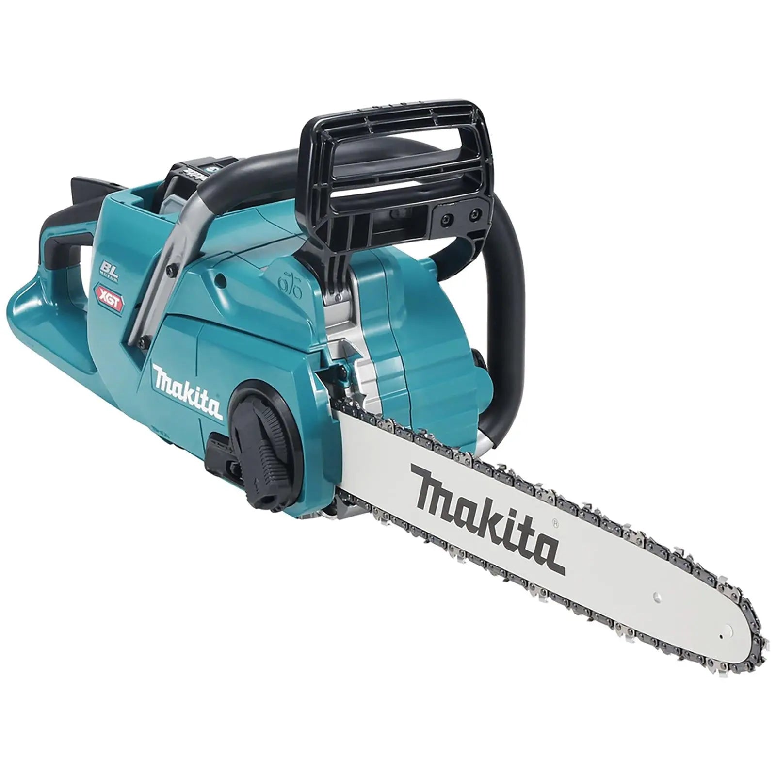 Makita Chainsaw Kit 40cm Heavy Duty 16" 40V XGT Brushless Cordless 2 x 5Ah Battery and Rapid Charger Garden Tree Cutting Pruning UC016GT201  White Rose Tools