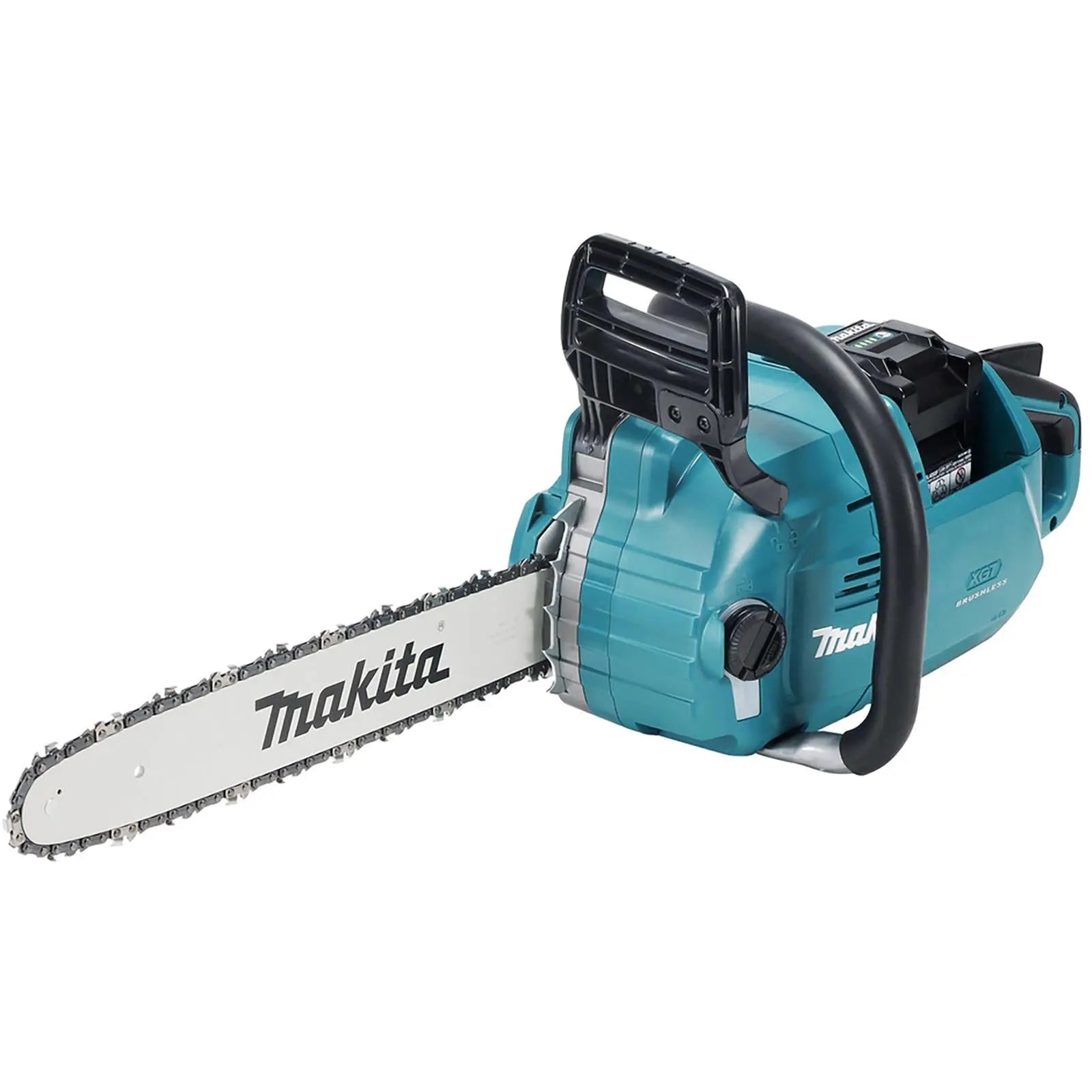 Makita Chainsaw Kit 40cm Heavy Duty 16" 40V XGT Brushless Cordless 2 x 5Ah Battery and Rapid Charger Garden Tree Cutting Pruning UC016GT201  White Rose Tools