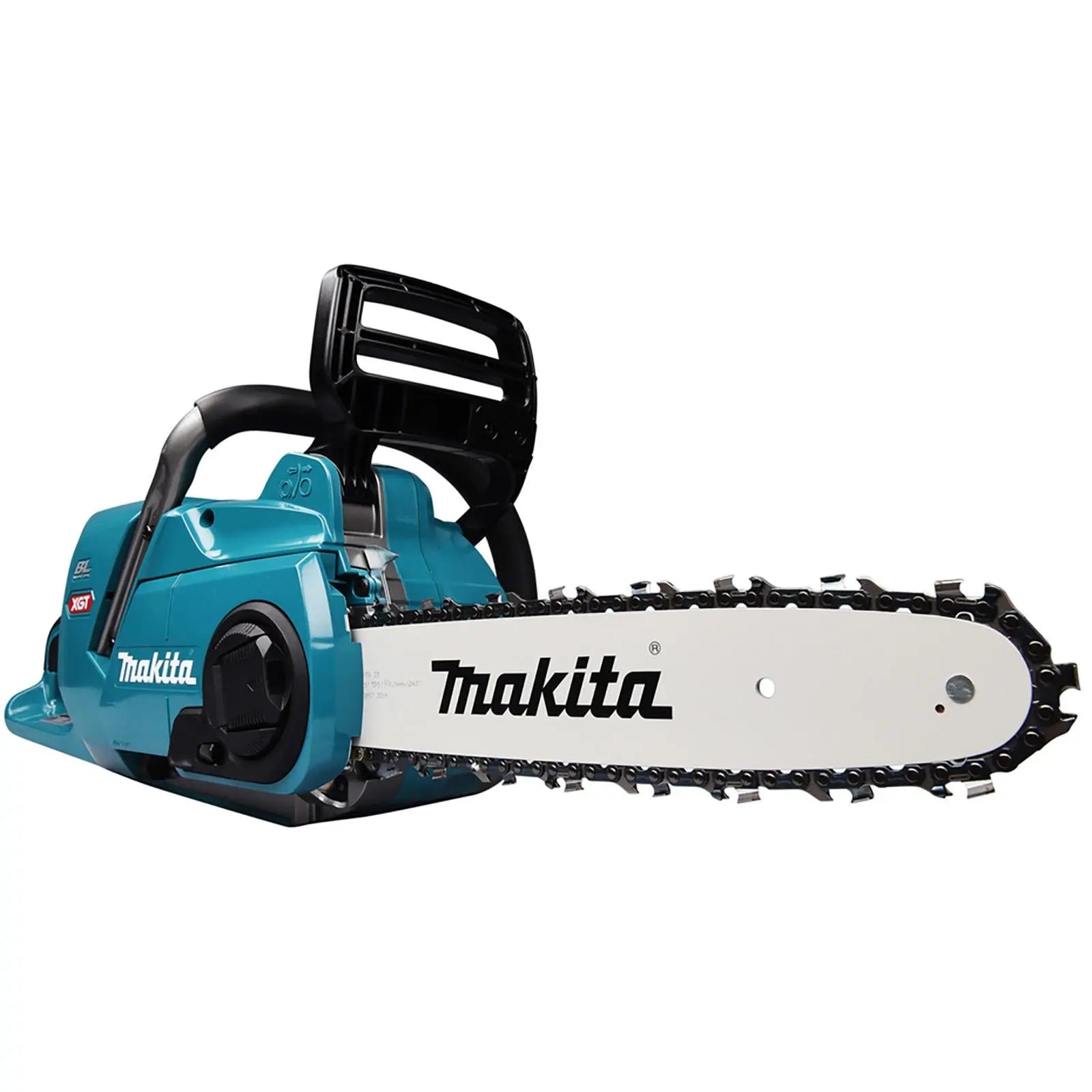 Makita Chainsaw Kit Heavy Duty 30cm 12" 40V XGT Brushless Cordless 2 x 5Ah Battery and Rapid Charger Garden Tree Cutting Pruning UC014GT201  White Rose Tools