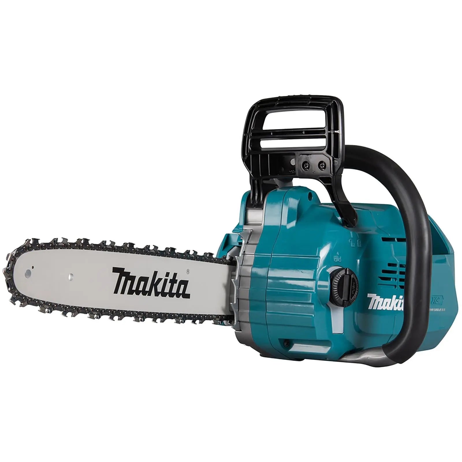 Makita Chainsaw Kit Heavy Duty 35cm 14" 40V XGT Brushless Cordless 2 x 5Ah Battery and Rapid Charger Garden Tree Cutting Pruning UC011GT201  White Rose Tools