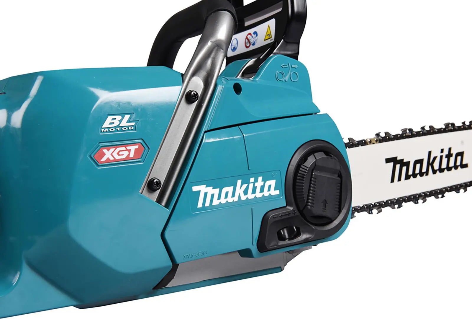 Makita Chainsaw Kit Heavy Duty 35cm 14" 40V XGT Brushless Cordless 2 x 5Ah Battery and Rapid Charger Garden Tree Cutting Pruning UC015GT201  White Rose Tools