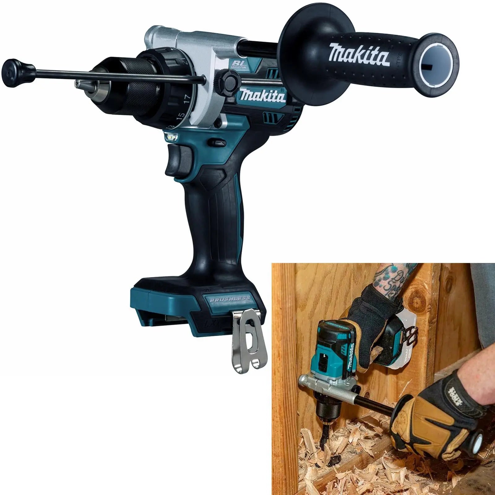Makita Combi Drill 18V LXT Brushless Cordless Hammer Drill Driver Li-ion Body Only DHP486Z White Rose Tools