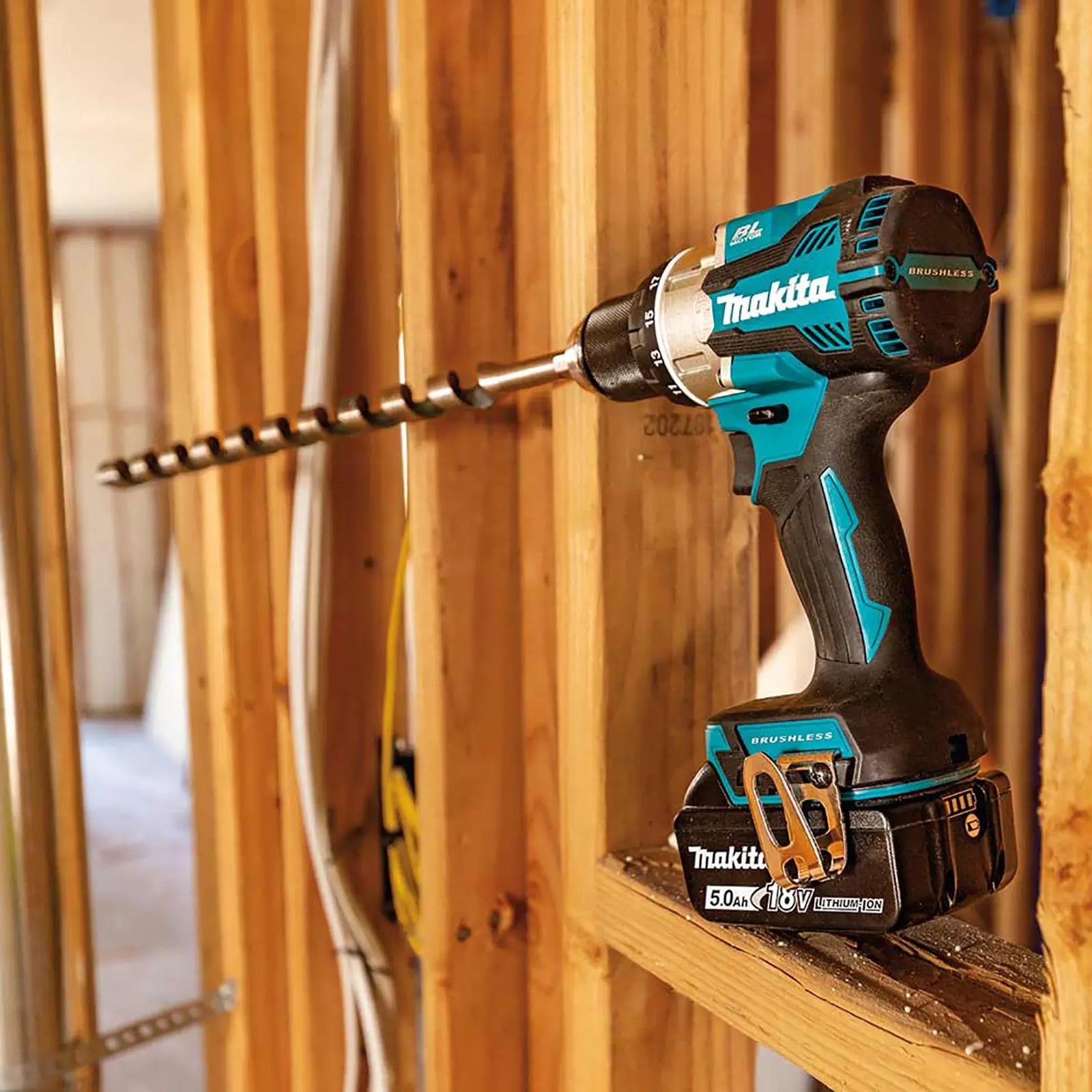 Makita Combi Drill 18V LXT Li-ion Brushless Cordless Body Only DHP489Z White Rose Tools