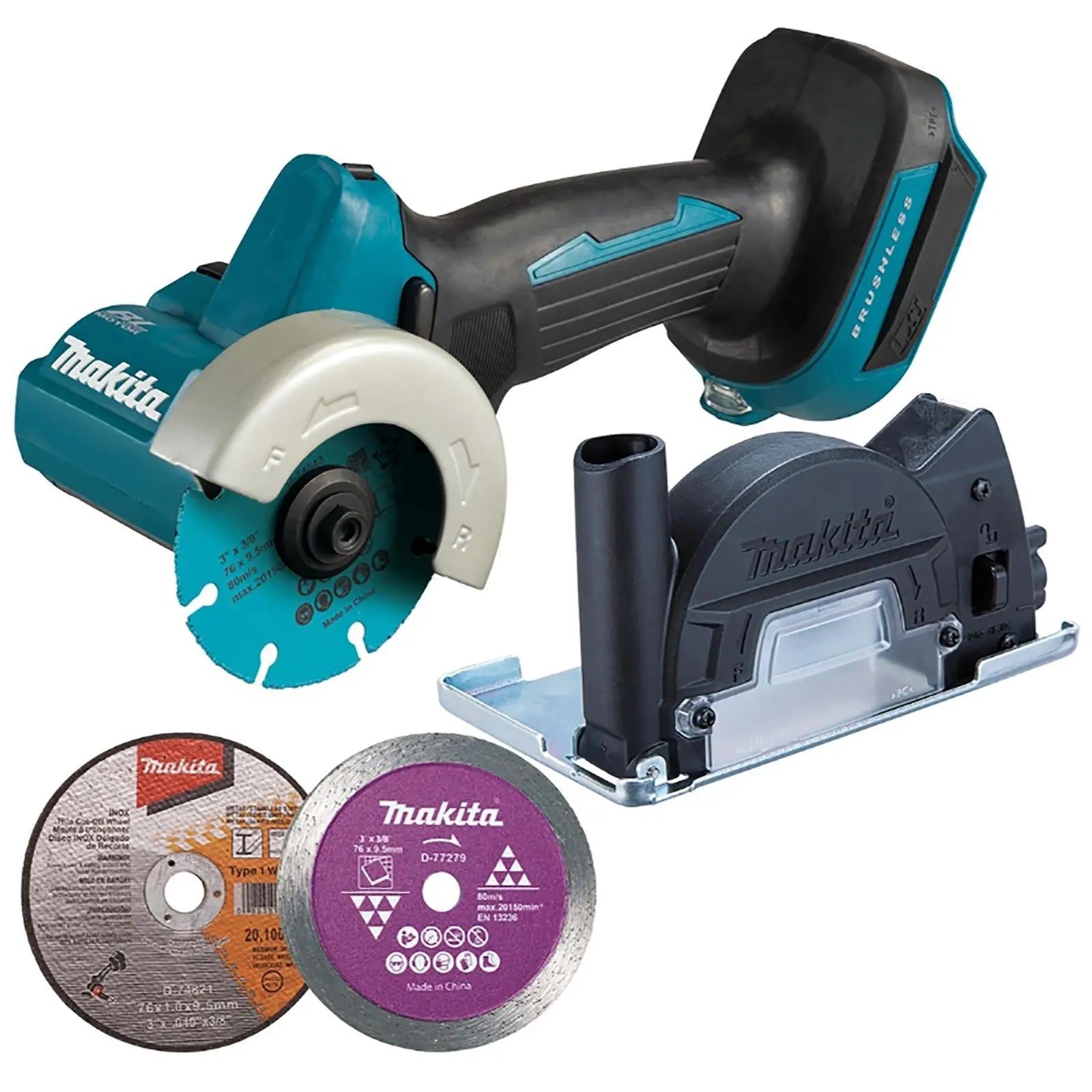 Makita Compact Disc Cutter Grinder 76mm 18V LXT Brushless Cordless DMC300Z Body Only White Rose Tools