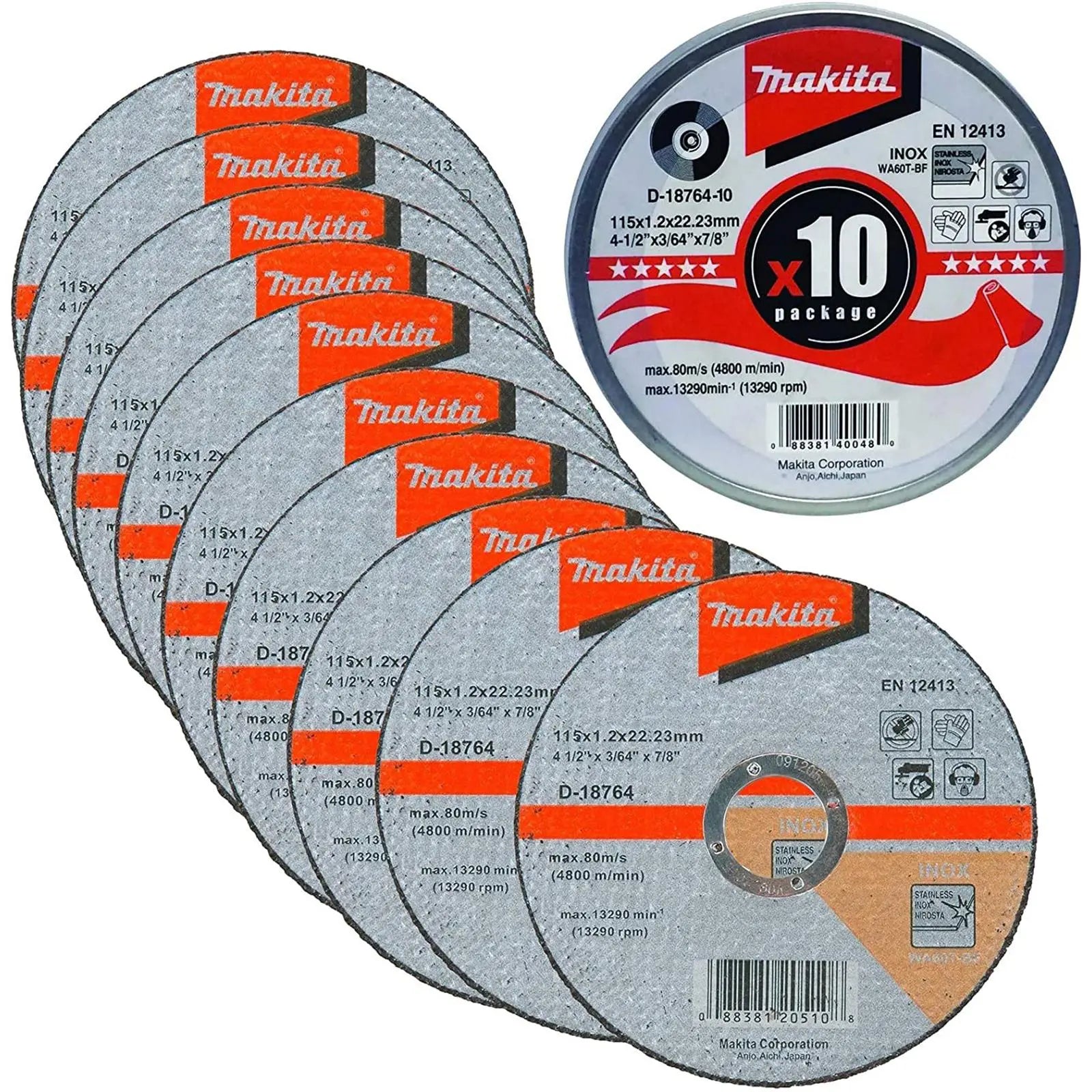 Makita Cutting Slitting Disc Angle Grinder Aluminium Weld 115 x 1.2mm 10pc Tin White Rose Tools