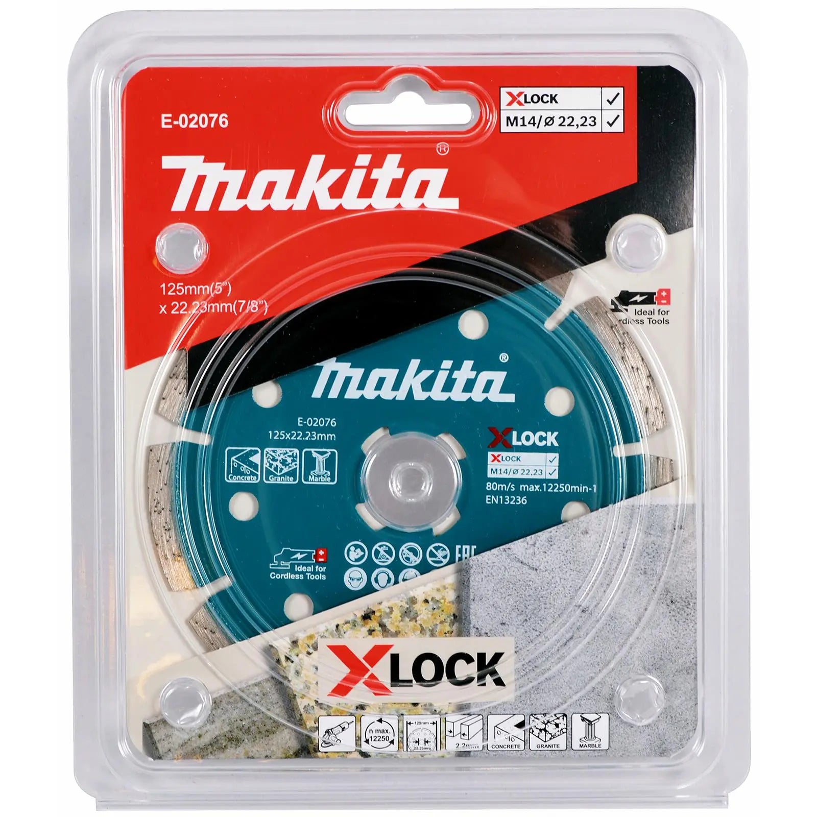 Makita Diamond Cutting Disc Wheel 125mm X-LOCK for Concrete Granite Marble E-02076 White Rose Tools