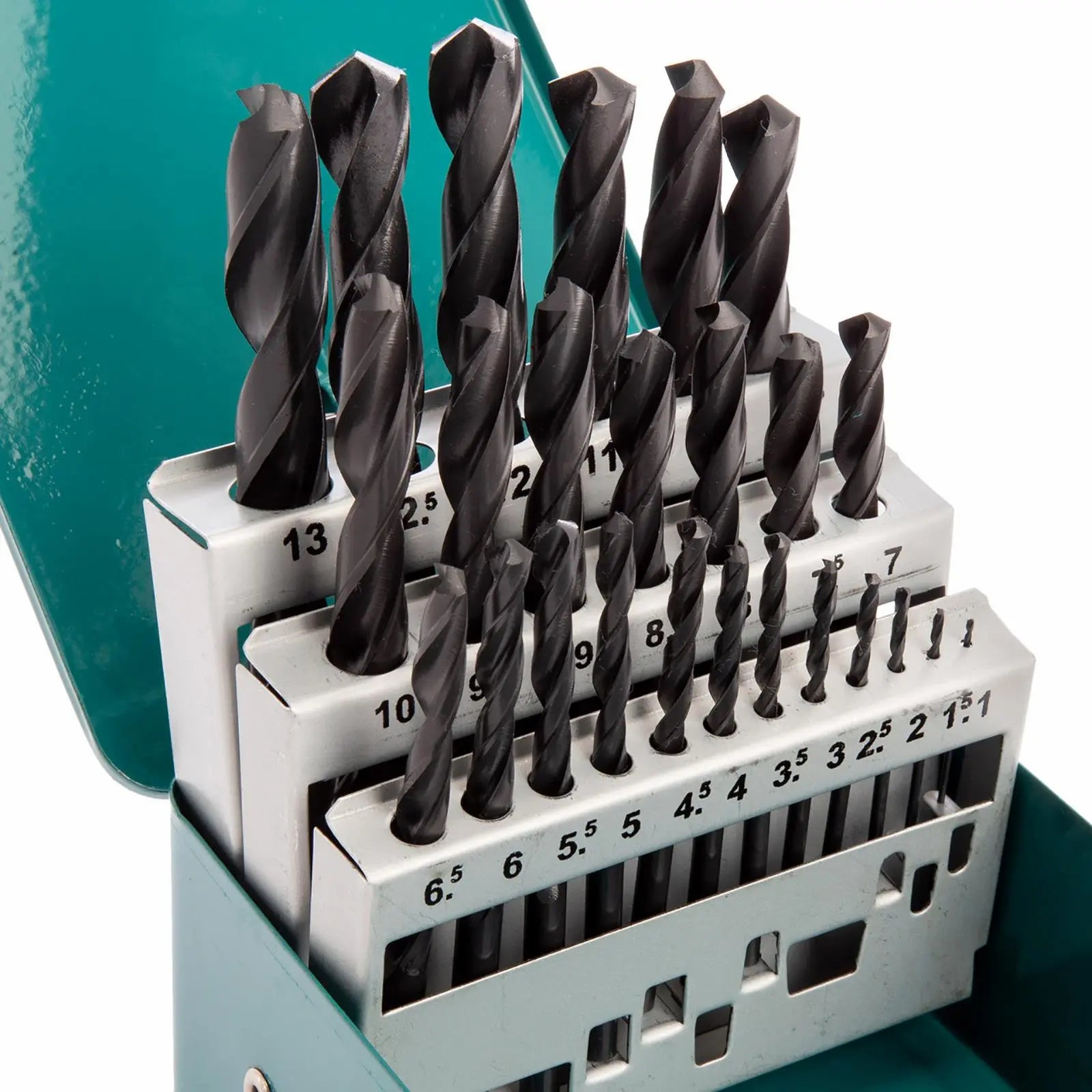 Makita Drill Bit Set HSS-R 25 Piece Roll Forged in Metal Case 1-13mm D-54097 White Rose Tools