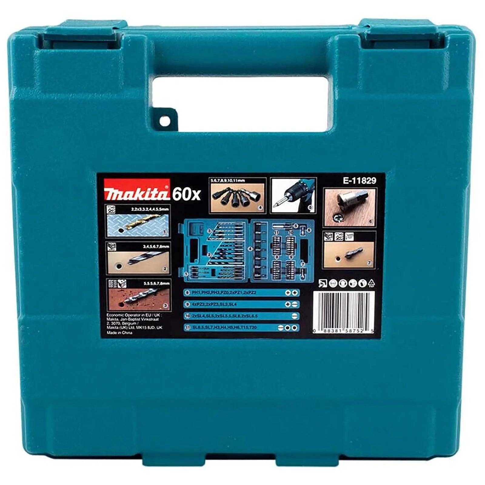 Makita Drill Screwdriver Bit Set Carry Case Wood Masonry Metal HSS 60pc White Rose Tools