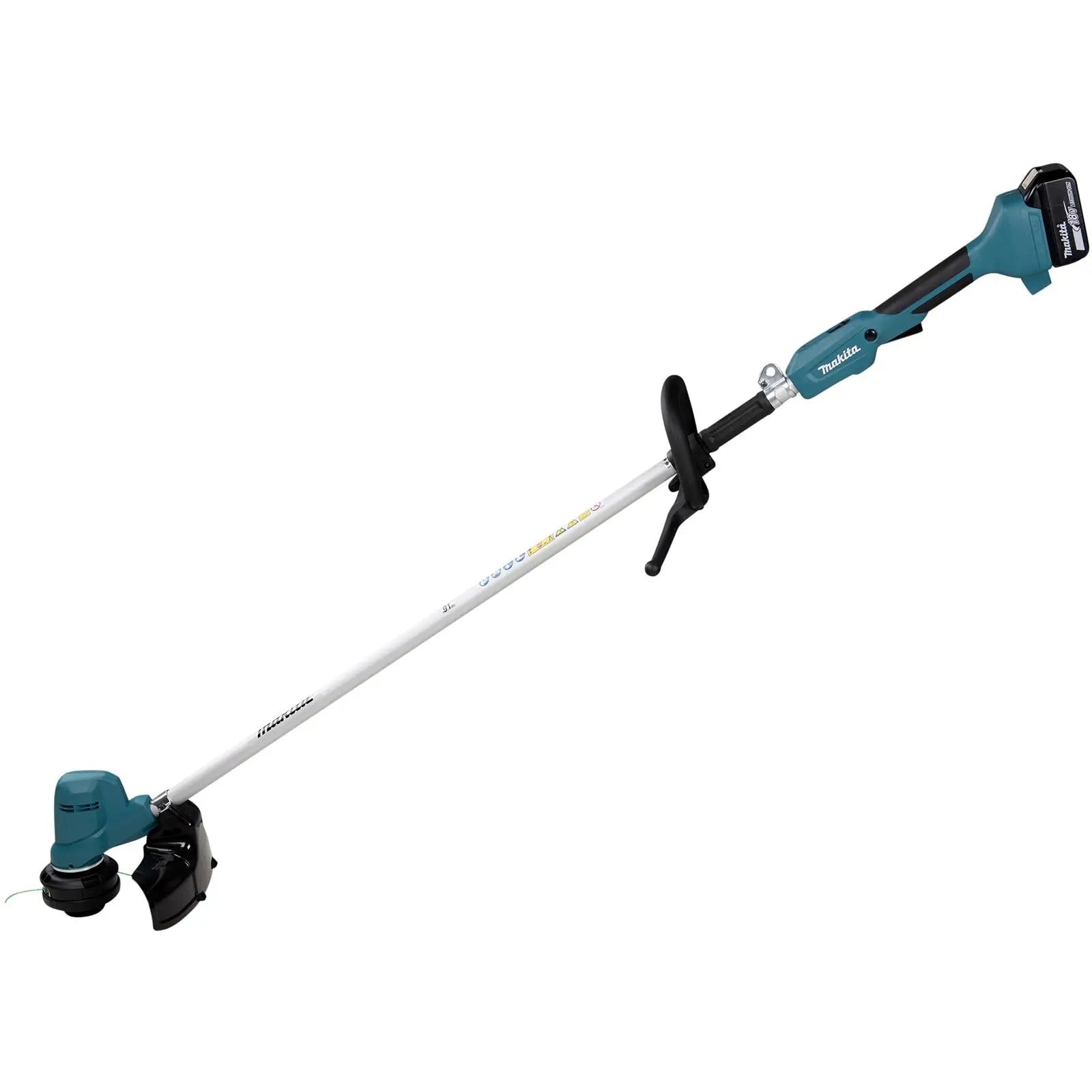 Makita Grass Trimmer Strimmer Kit 18V LXT Brushless Cordless Garden Lawn Strimming 5Ah Battery and Charger DUR194RTX2  White Rose Tools