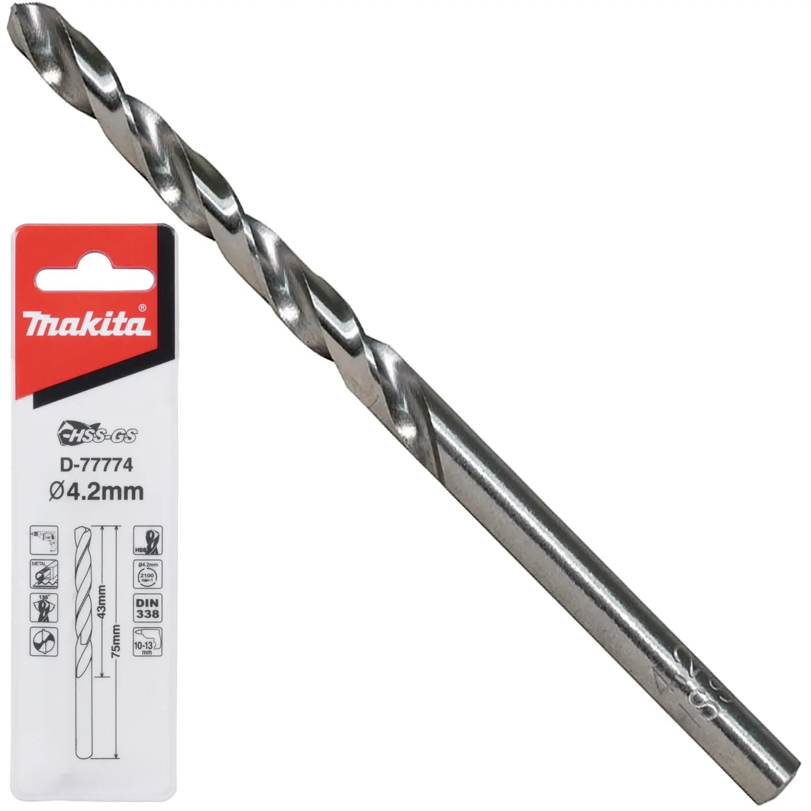 Makita HSS-GS Metal Drill Bit 135° Split Point 1.0-16.0mm Choose Size  White Rose Tools