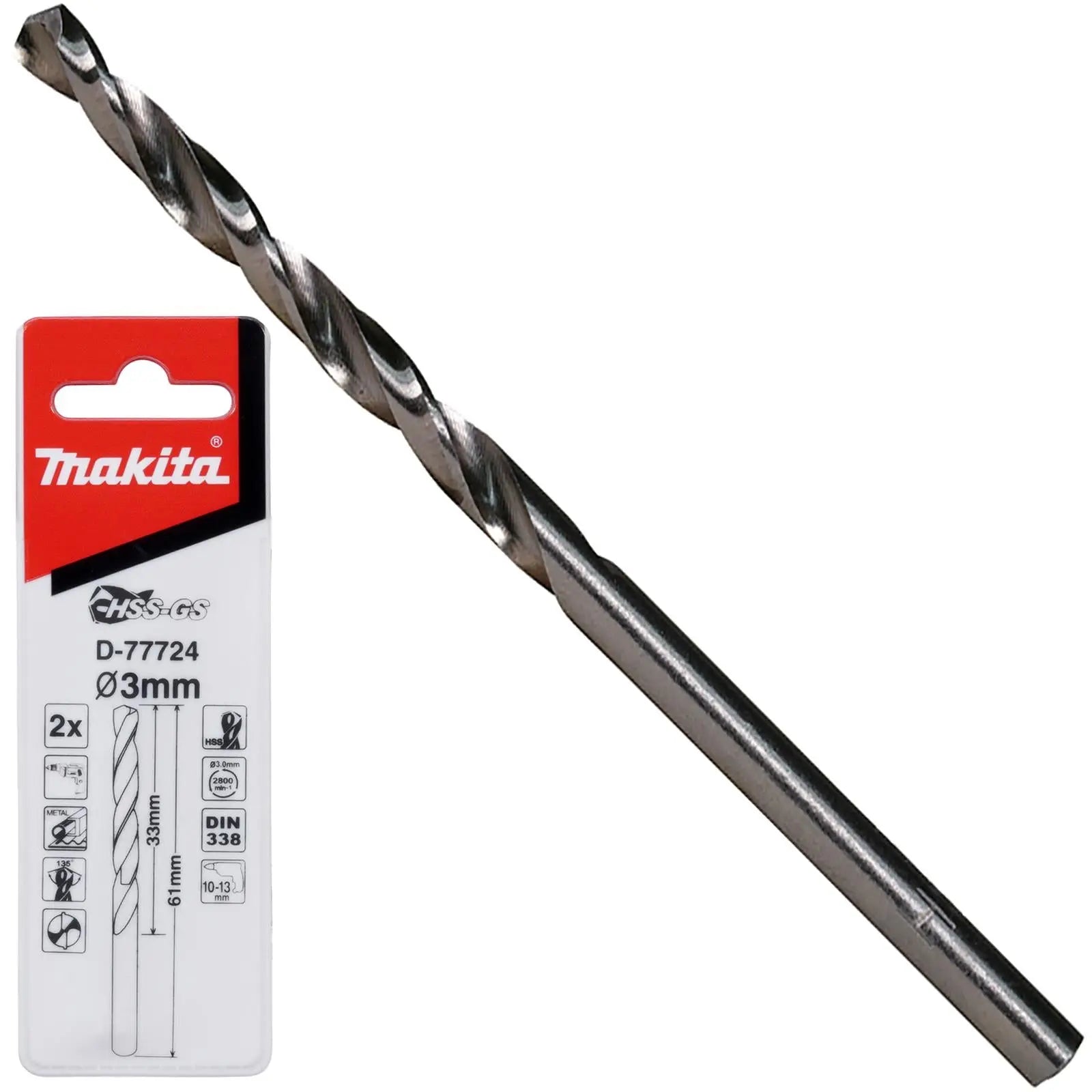 Makita HSS-GS Metal Drill Bit 135° Split Point 1.0-16.0mm Choose Size  White Rose Tools