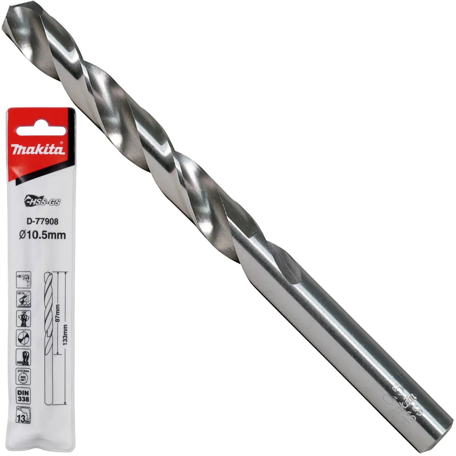 Makita HSS-GS Metal Drill Bit 135° Split Point 1.0-16.0mm Choose Size  White Rose Tools