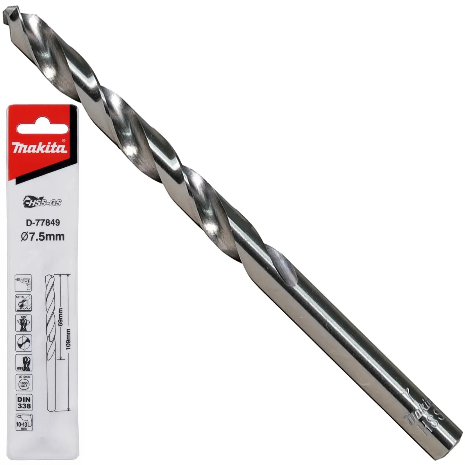 Makita HSS-GS Metal Drill Bit 135° Split Point 1.0-16.0mm Choose Size  White Rose Tools