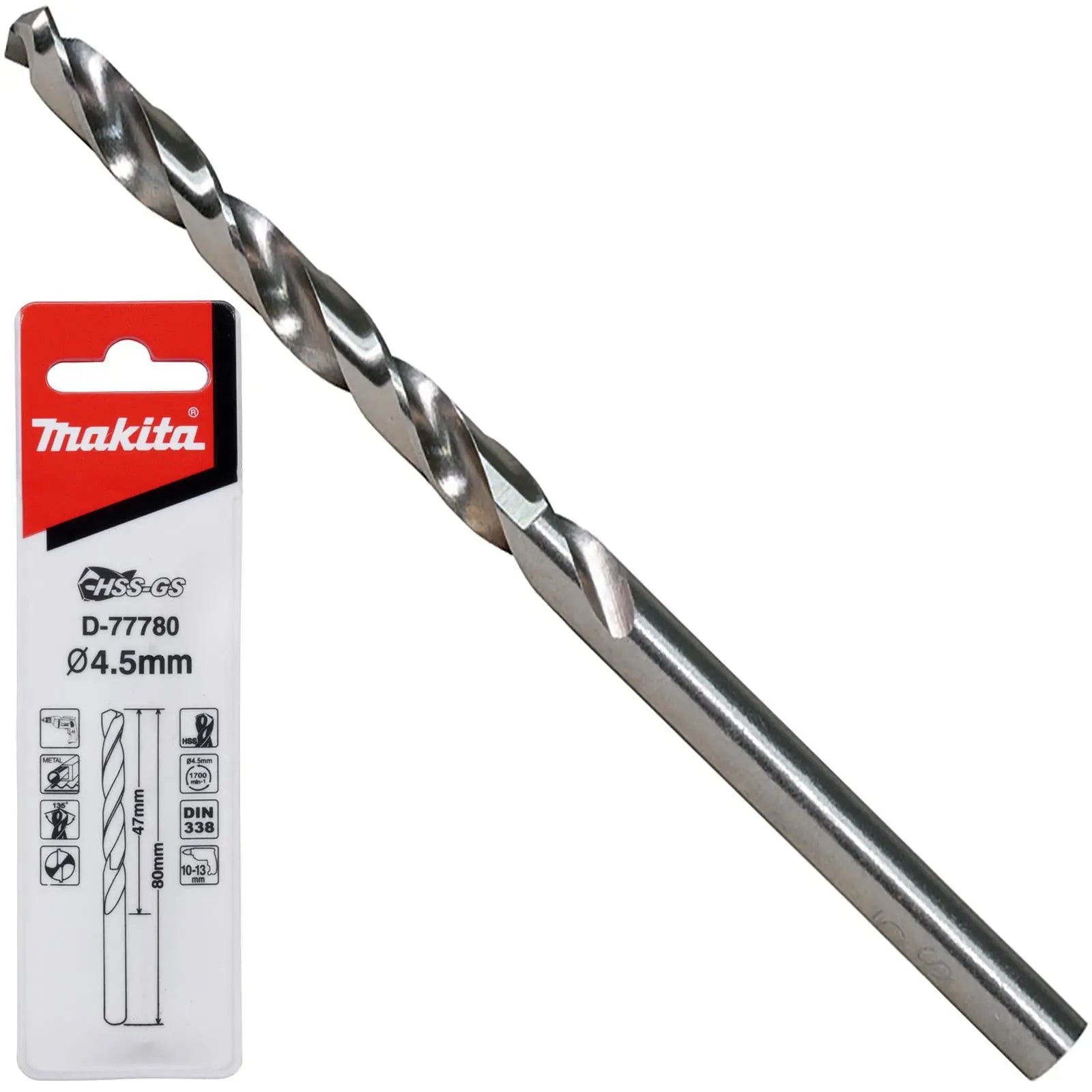 Makita HSS-GS Metal Drill Bit 135° Split Point 1.0-16.0mm Choose Size  White Rose Tools
