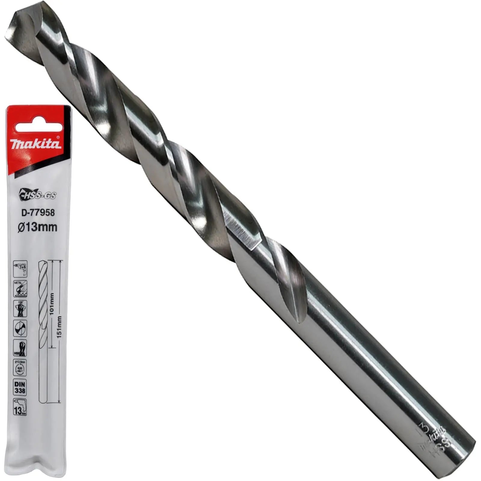 Makita HSS-GS Metal Drill Bit 135° Split Point 1.0-16.0mm Choose Size  White Rose Tools