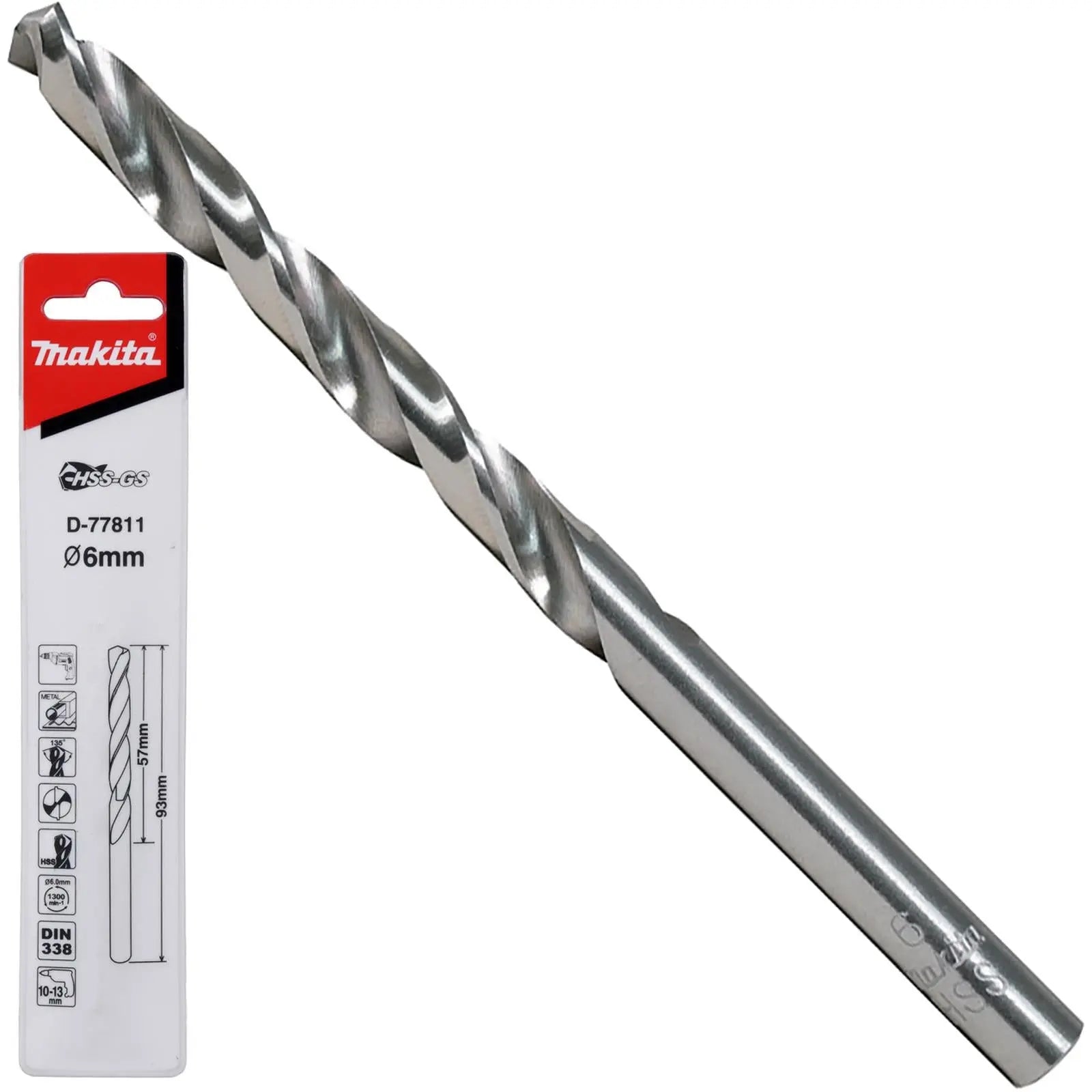 Makita HSS-GS Metal Drill Bit 135° Split Point 1.0-16.0mm Choose Size  White Rose Tools