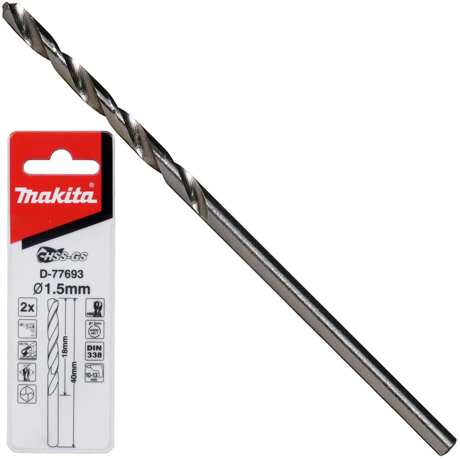 Makita HSS-GS Metal Drill Bit 135° Split Point 1.0-16.0mm Choose Size  White Rose Tools