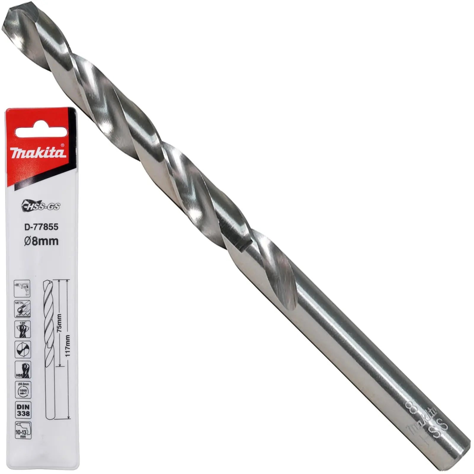 Makita HSS-GS Metal Drill Bit 135° Split Point 1.0-16.0mm Choose Size  White Rose Tools