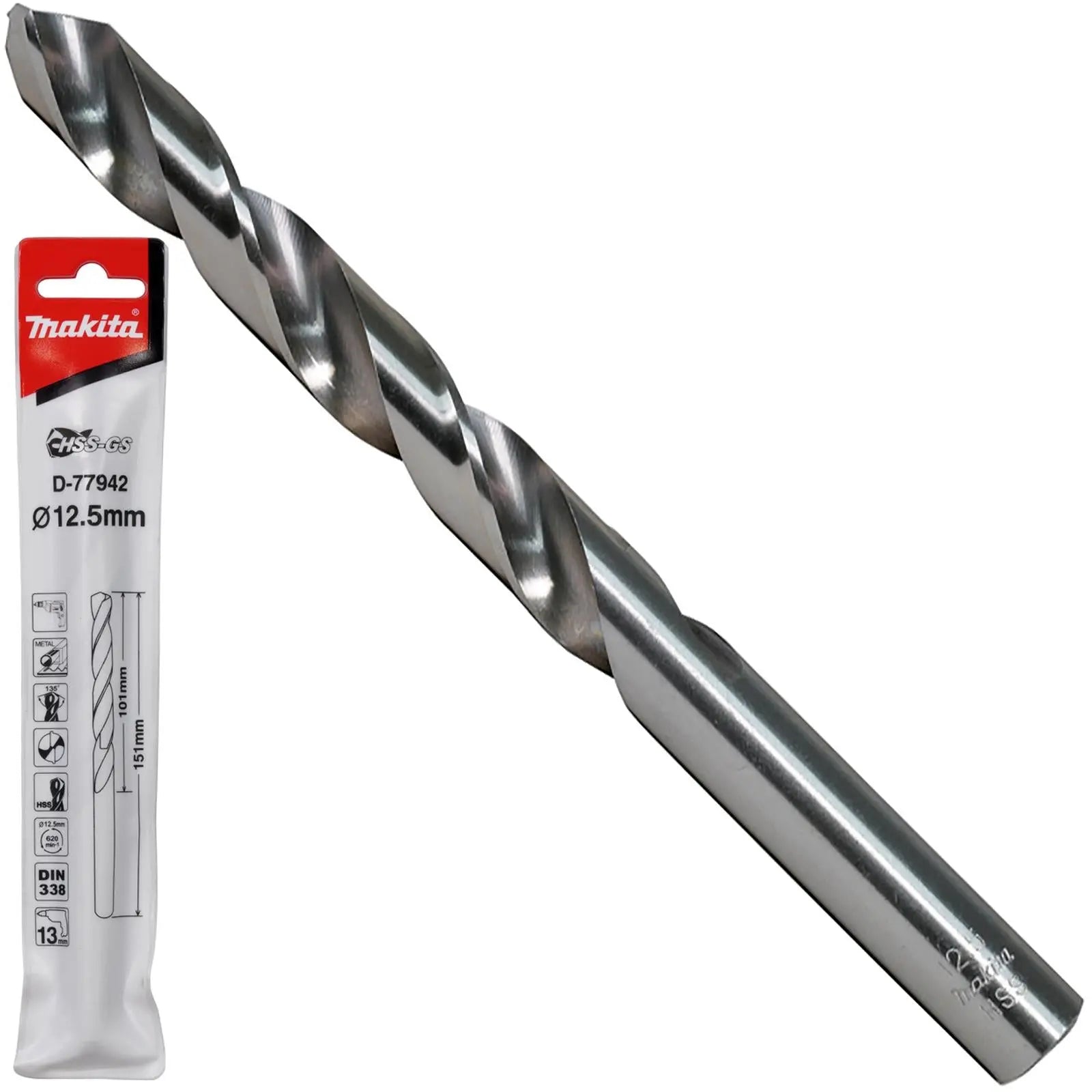 Makita HSS-GS Metal Drill Bit 135° Split Point 1.0-16.0mm Choose Size  White Rose Tools